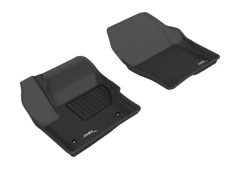3D MAXpider Custom Fit All-Weather Floor Mats for 2015-2016 Lincoln MKC Kagu - 1st Row Black Car Floor Liners - Perfect for Winter, Rain & Mud Protection