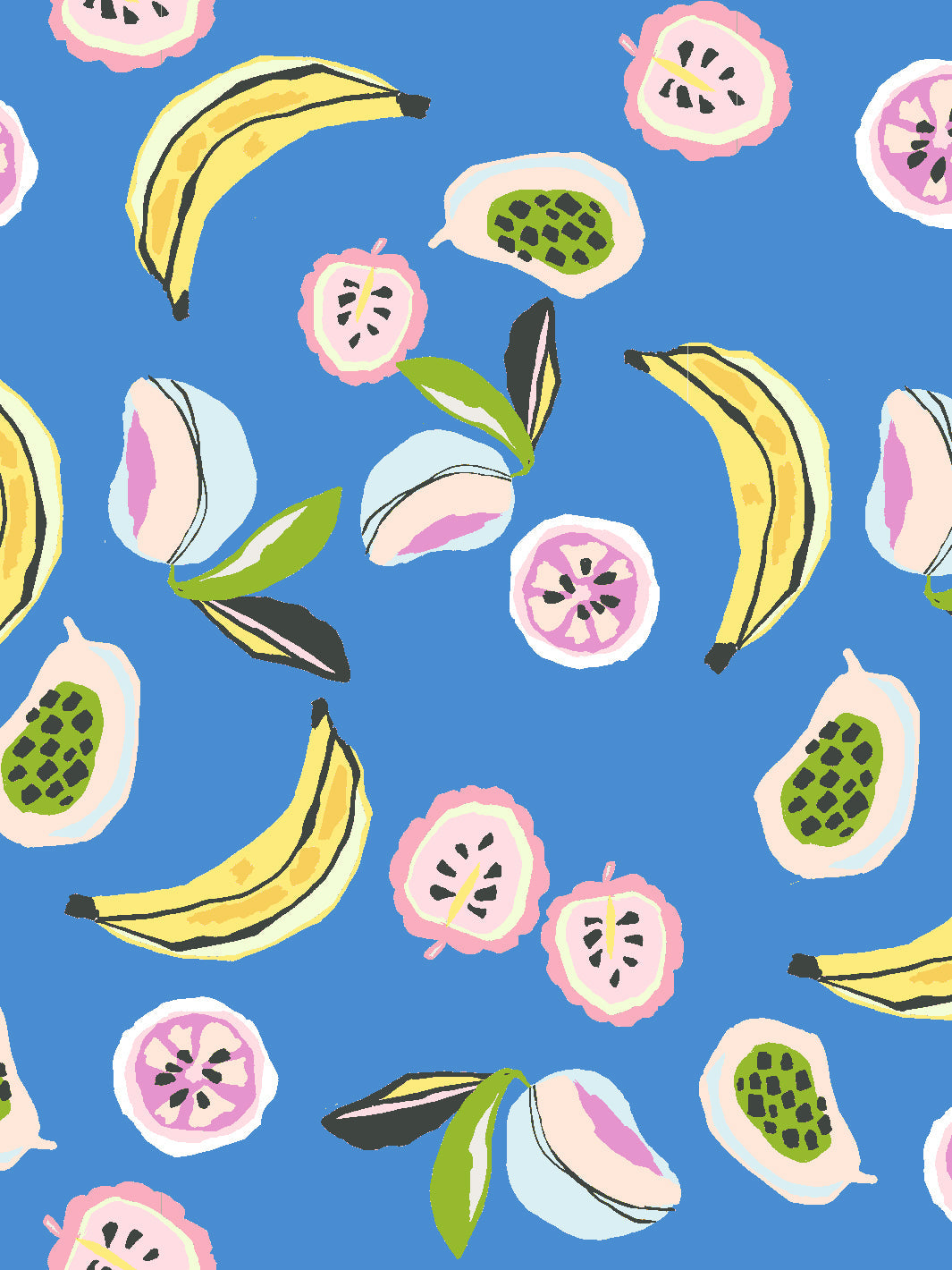 Cerulean 'Mango Papaya' Wallpaper by Tea Collection - Tropical Fruit Pattern Peel & Stick Wallpaper for Nursery, Bedroom, or Kitchen Decor