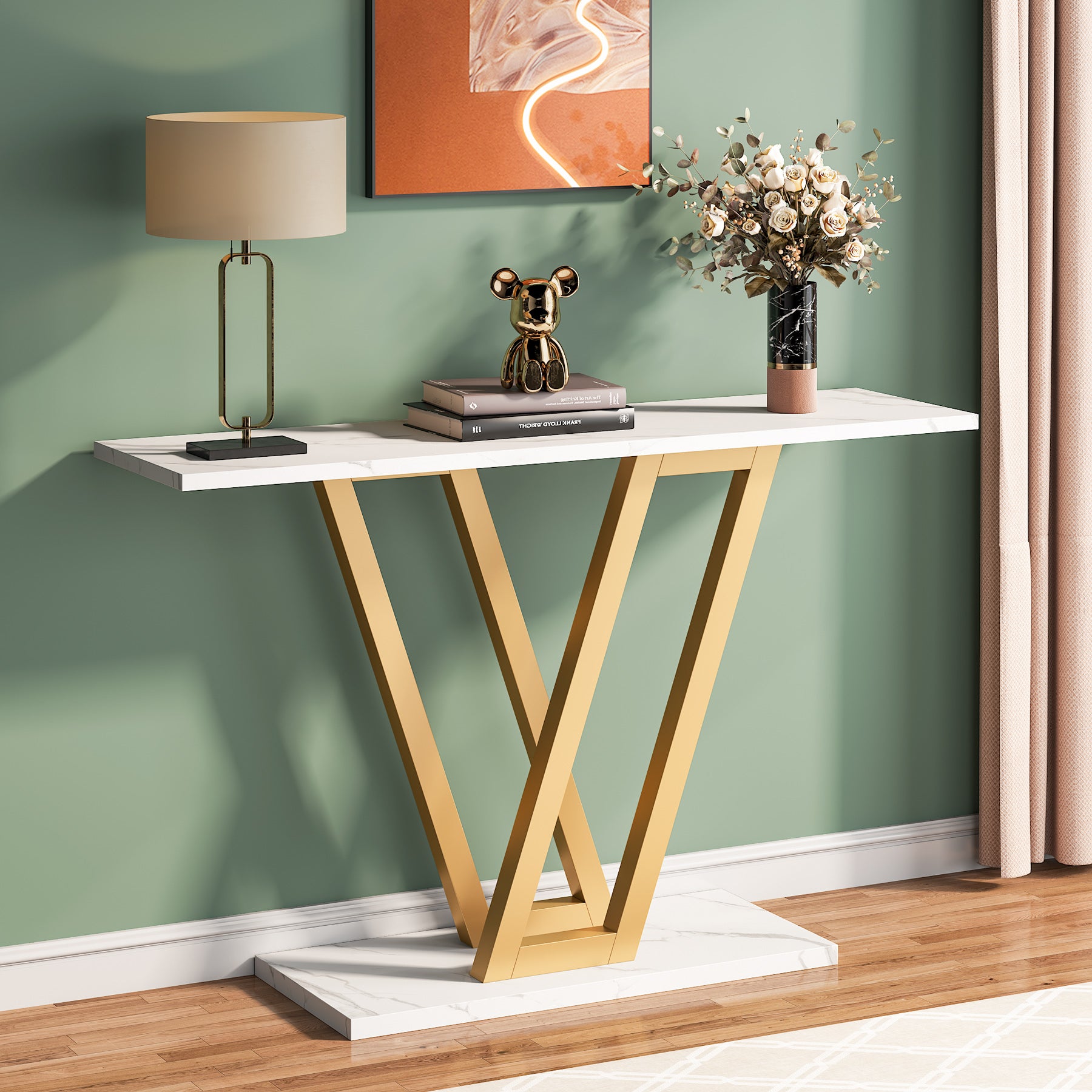 43 Inch Industrial Console Table - Rustic Wood & Metal Entryway Hallway Sofa Table for Living Room, Foyer & Bedroom Decor