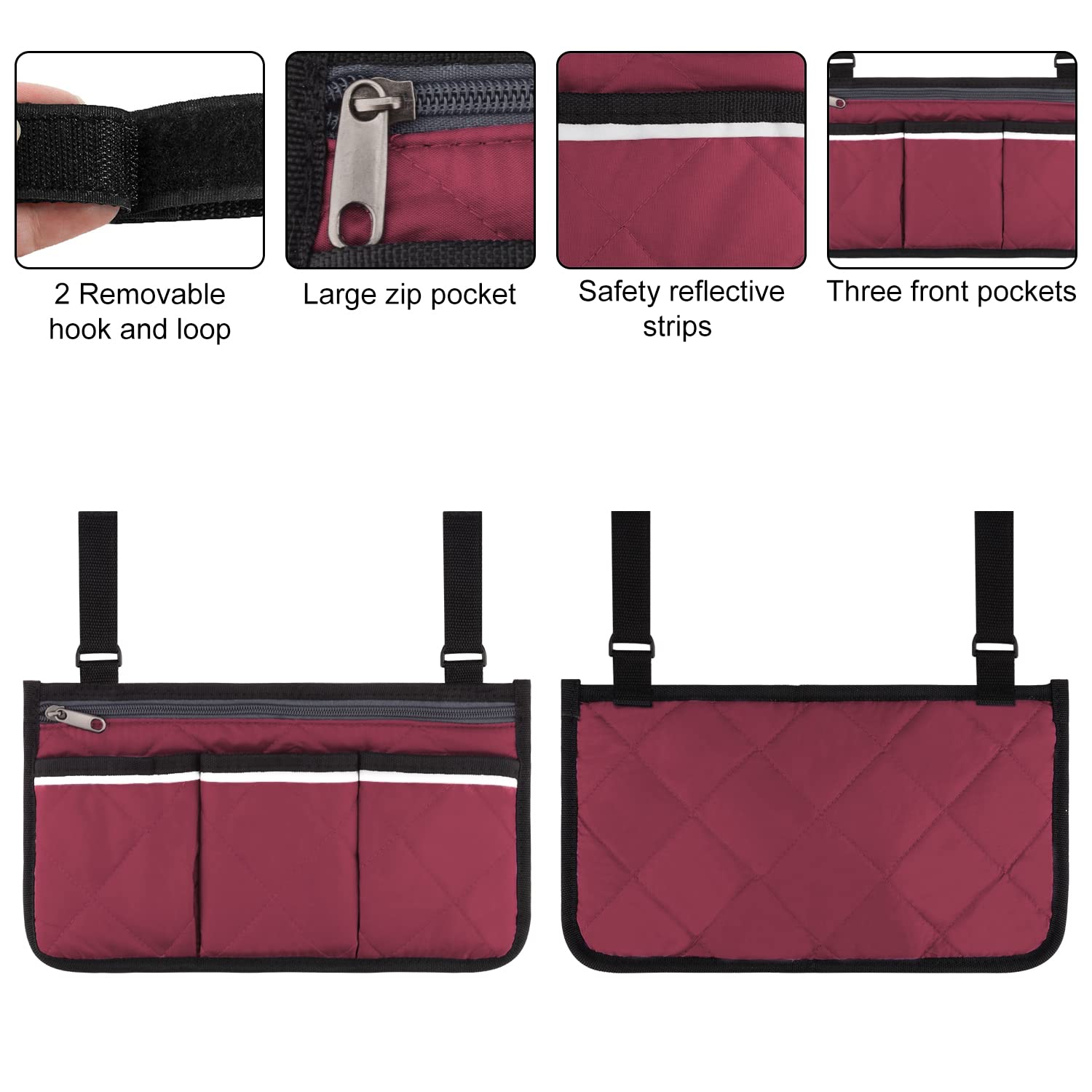 Supregear Wheelchair & Walker Bag Bundle - Foldable Storage Organizer for Rollators & Scooters - Perfect for Daily Use & Travel