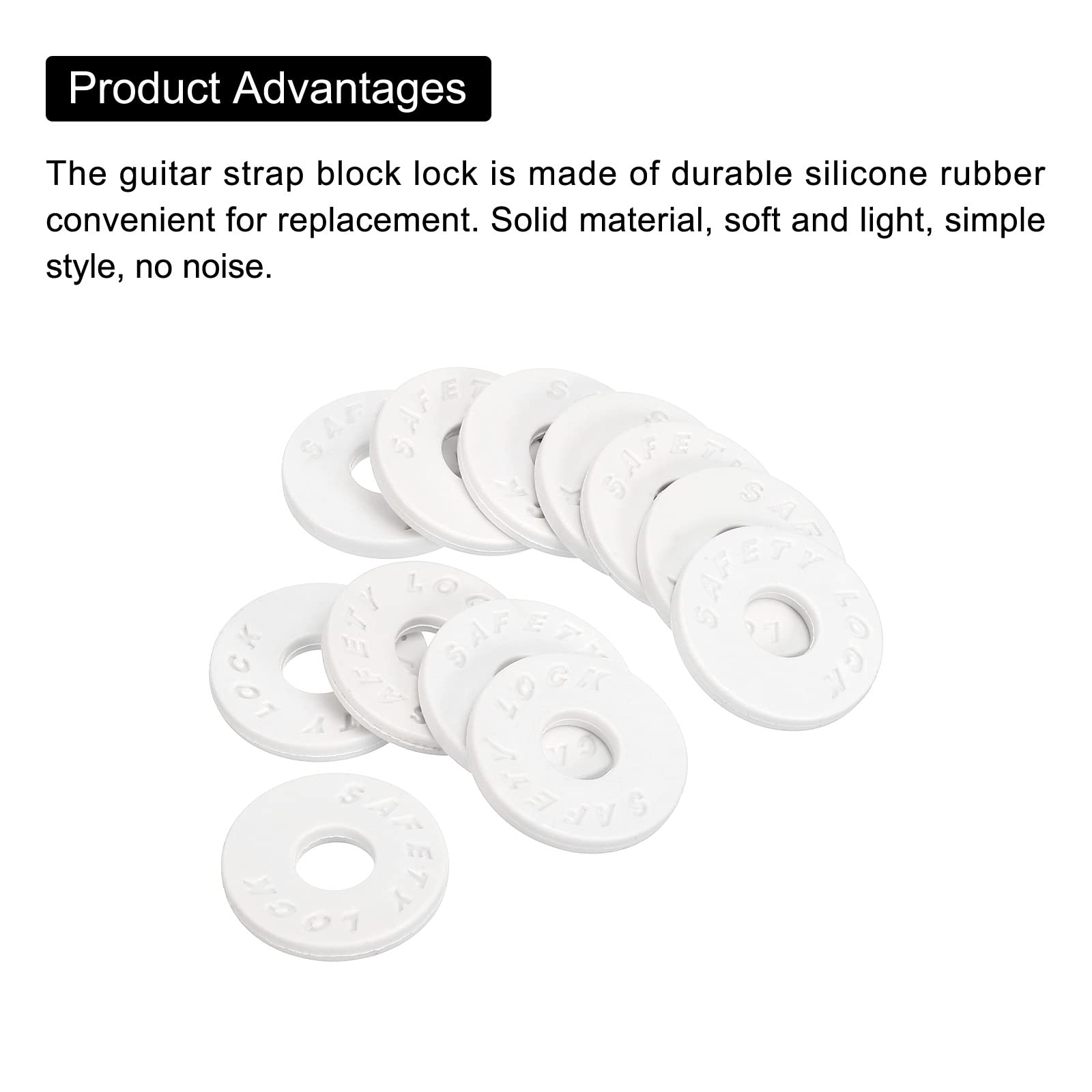 **MECCANIXITY Silicone Rubber Strap Blocks - 8 Pack, White - Secure Guitar Strap Buttons, Prevent Scratches & Damage - Perfect for Acoustic & Electric Guitars, Bass, Ukulele**