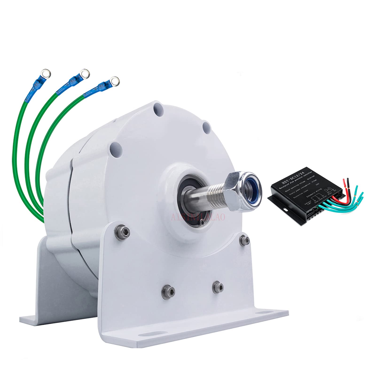 600W 400RPM Low Speed Permanent Magnet Generator 12V 24V 48V Gearless 3-Phase Alternator with Rare Earth Magnets - Wind Turbine Power Generator for Home, RV & Off-Grid Systems (Includes Mounting Base)