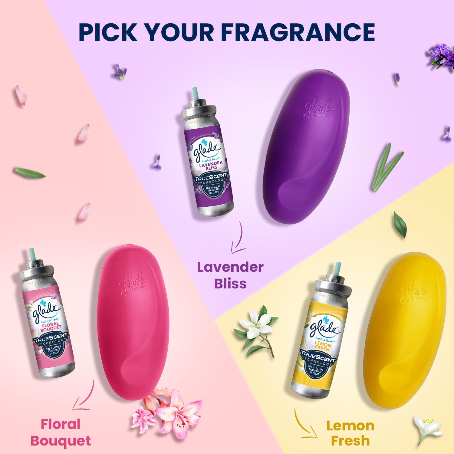Glade Touch 'N' Fresh Lemon Scent Aerosol Air Freshener Refill (12ml) - Pack of 1 for Home, Office, Bathroom & Car Odor Elimination