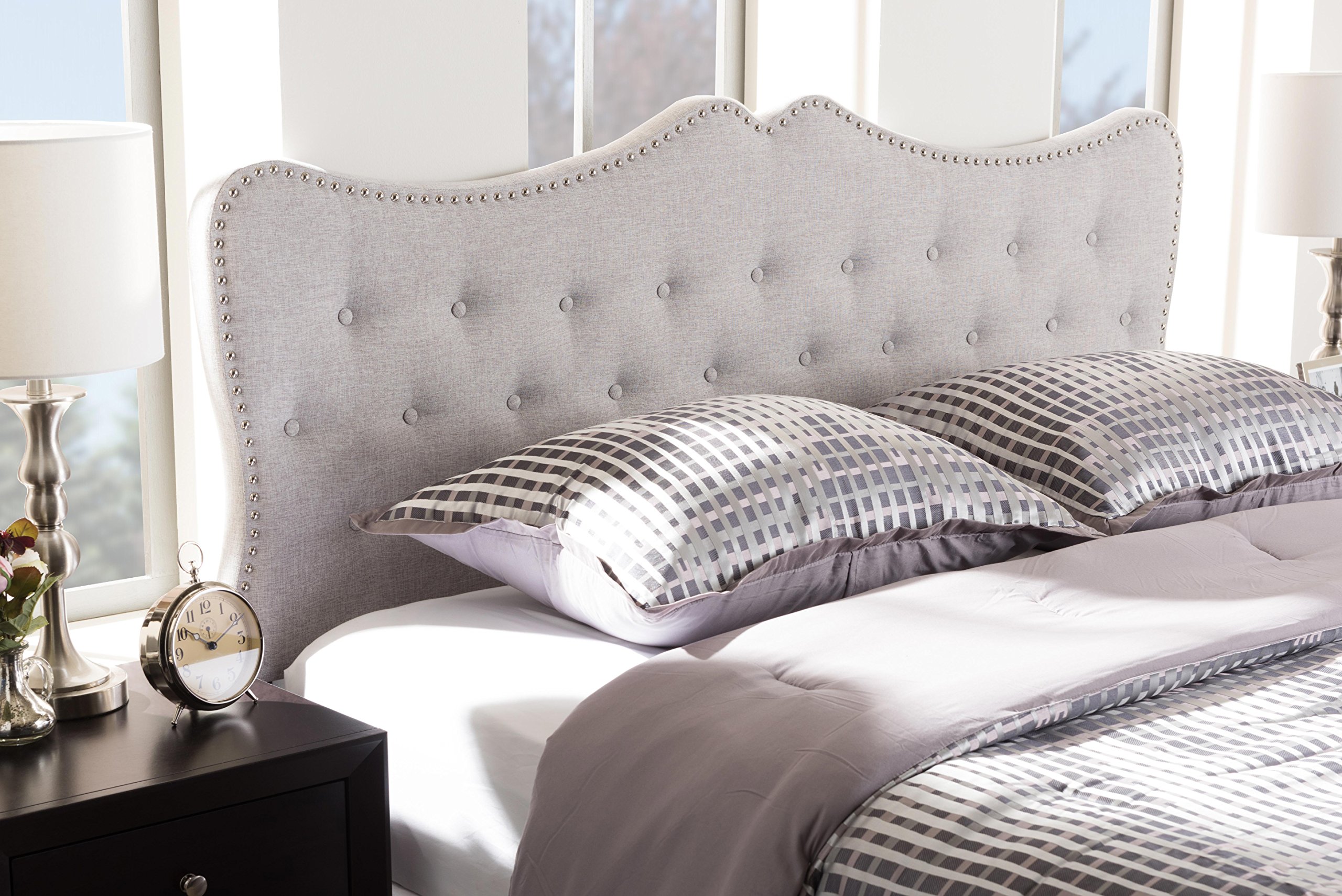 Baxton Studio Allina Modern Fabric Queen Size Headboard - Greyish Beige Upholstered Bed Frame Headboard for Master Bedroom, Guest Room & Home Decor