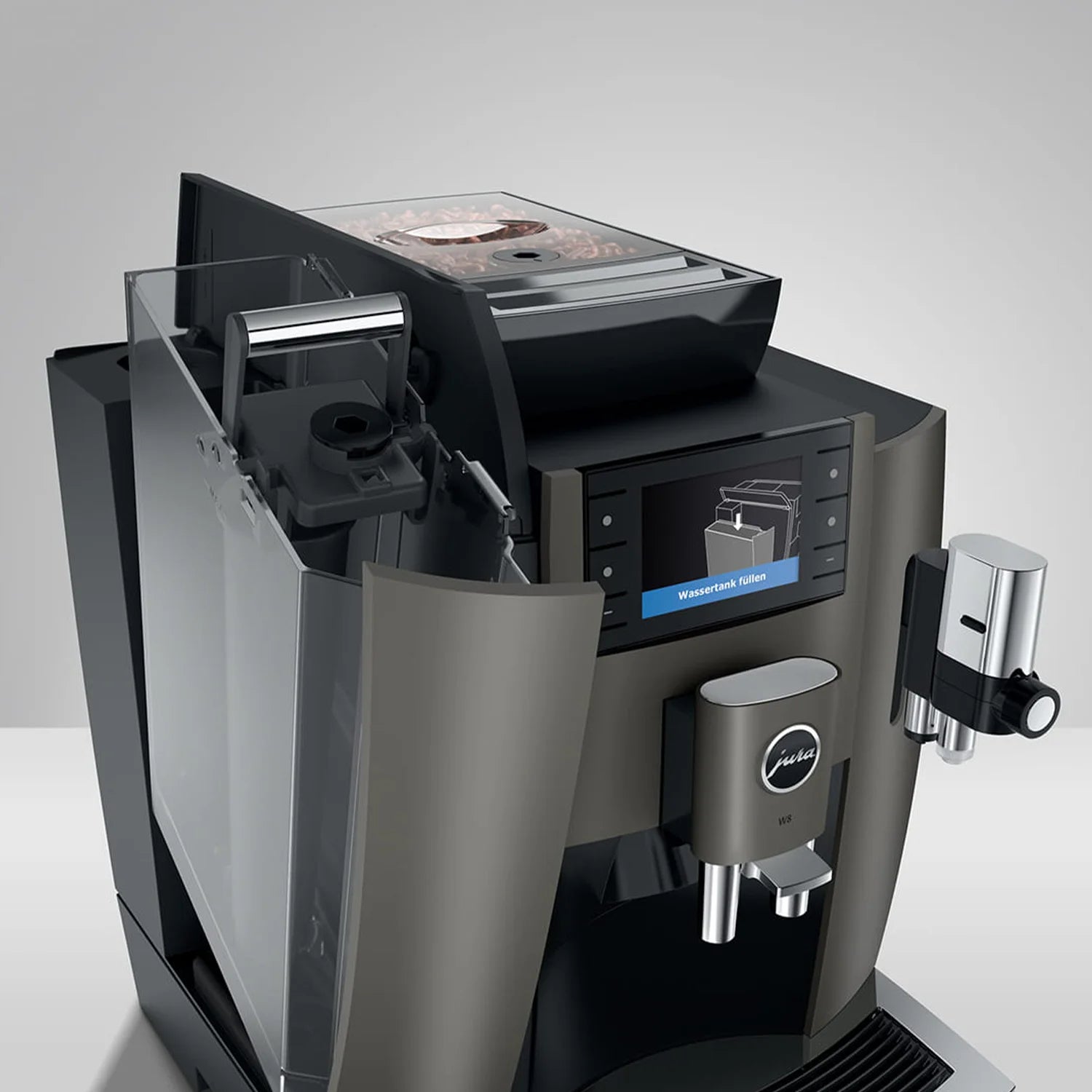 Jura W8 Automatic Espresso Machine - Dark Inox (Model #15550) | Premium Coffee Maker for Home & Office | Perfect for Espresso, Cappuccino & Latte Lovers