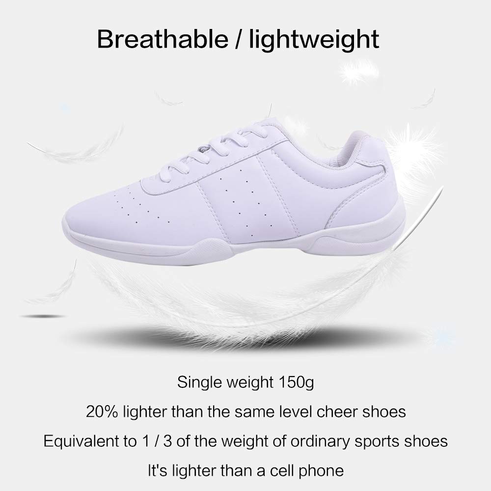 Women's White Cheerleading Shoes - Athletic Dance Sneakers for Girls, Comfortable Walking & Tennis Flats | Perfect for Cheer Practice, Dance Classes & Casual Wear