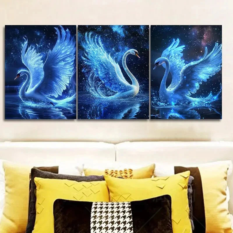 3-Piece White Swan Wall Art Set - Framed Canvas 40x60cm - High Quality Print - 100% Australian Made - Ready to Hang - Perfect for Living Room, Bedroom & Office Decor