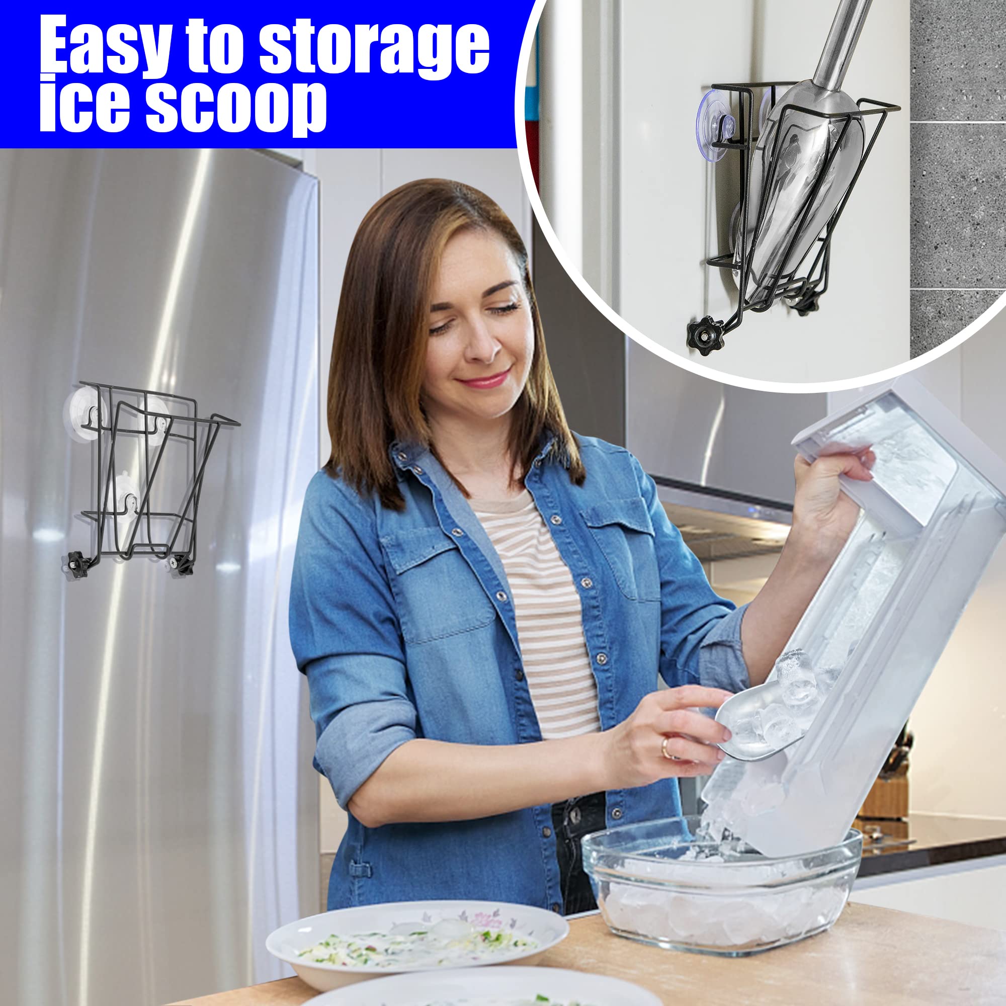 Heavy Duty Foldable Metal Ice Scoop Holder for Ice Maker - Large Capacity & Easy Clean - Perfect for Kitchen Freezer, Bar, Party, Wedding & Commercial Use