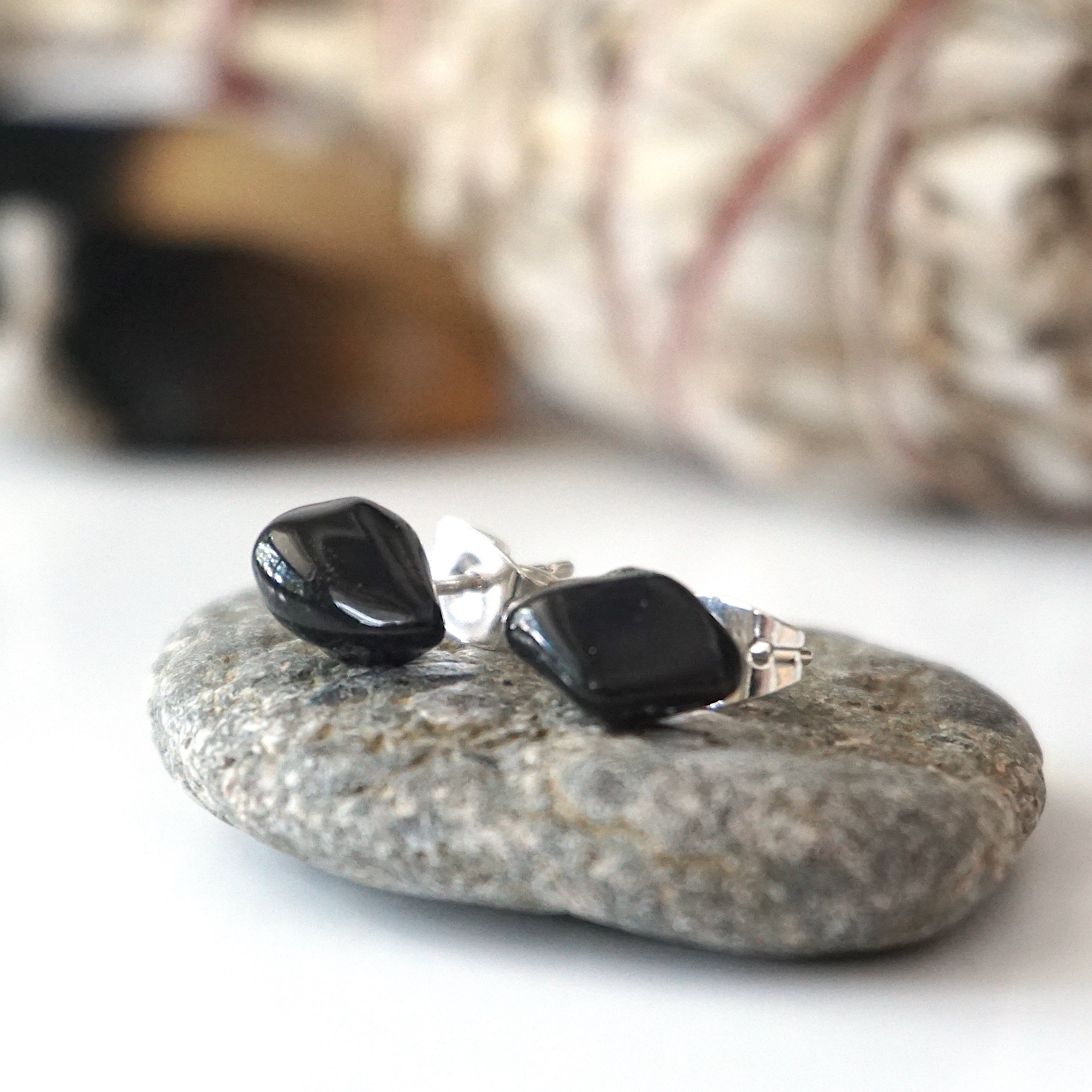 Onyx Stud Earrings for Women - Hypoallergenic Post Earrings for Sensitive Ears - Perfect for Everyday Wear, Office & Special Occasions