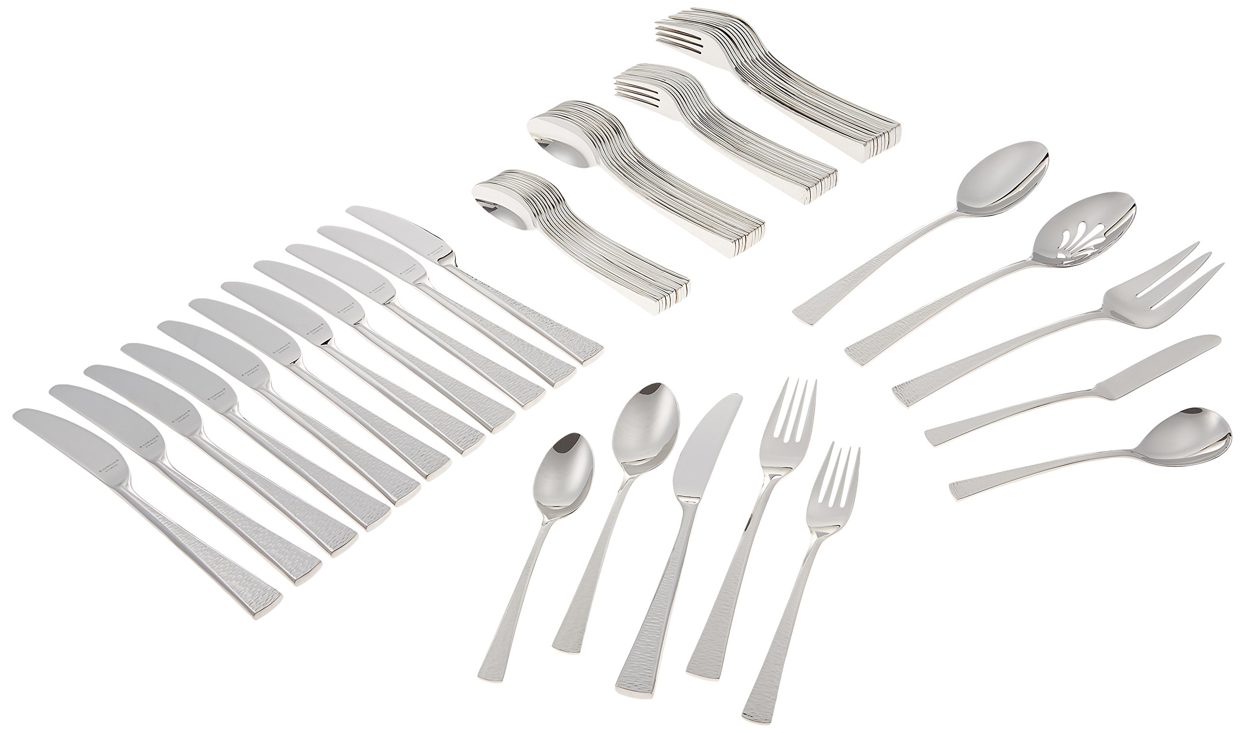 Gorham 871430 Biscayne 65-Piece Stainless Steel Flatware Set, Silverware for 12 - Elegant Dining Utensils for Restaurants, Weddings & Formal Dinner Parties