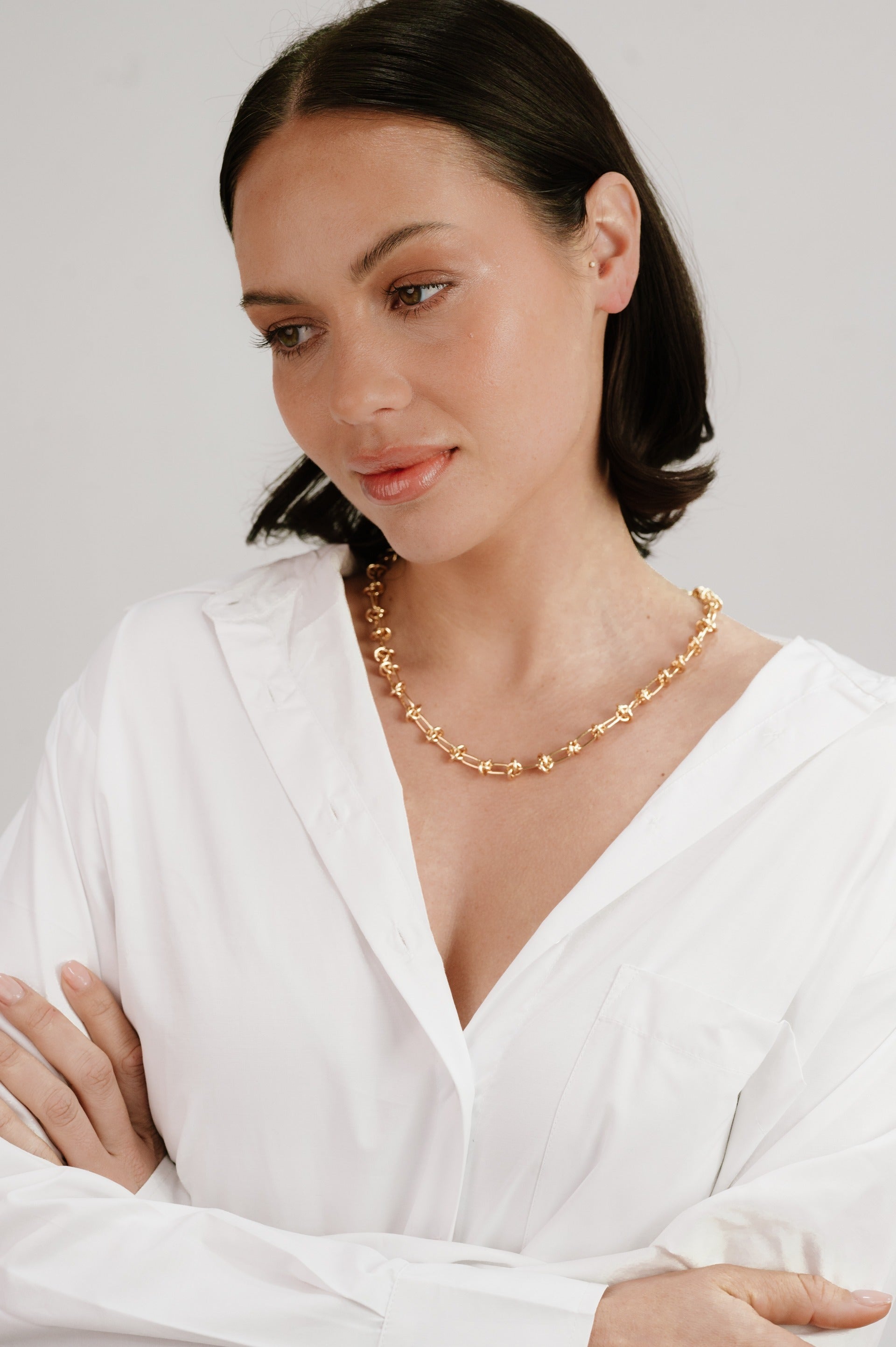 18k Gold Plated Knotted Chain Necklace for Women - Elegant Layering Piece for Everyday Wear & Special Occasions