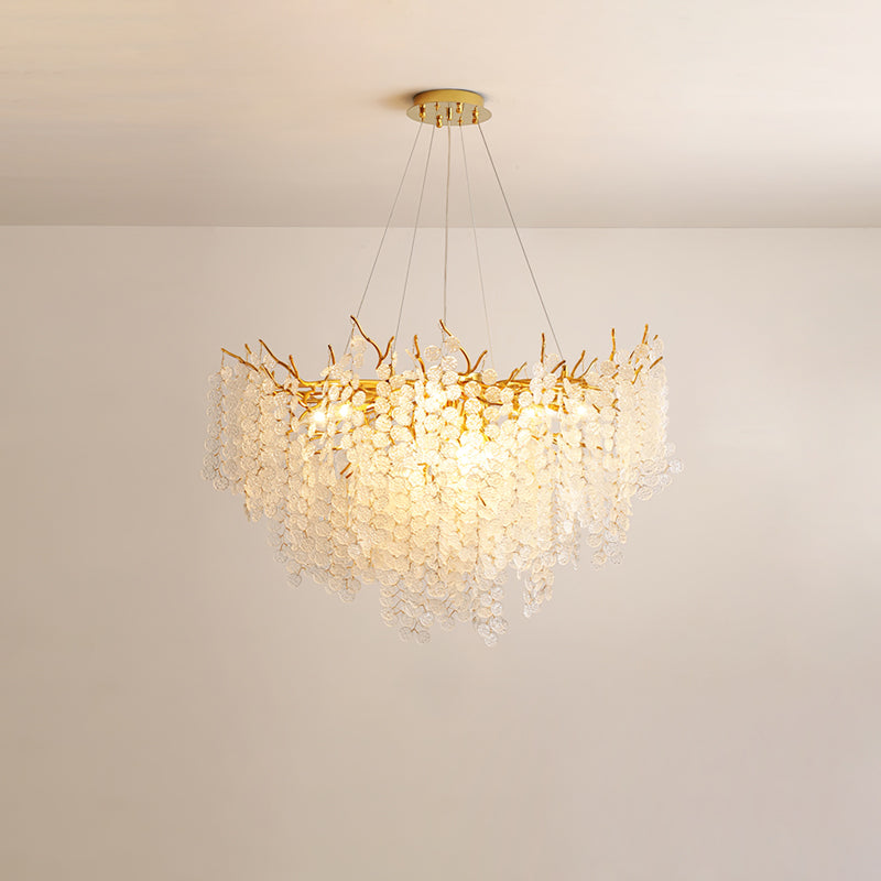 Shiro Noda Elegant Glass Chandeliers - Modern Crystal Ceiling Light Fixtures for Dining Room, Living Room & Bedroom Lighting Decor