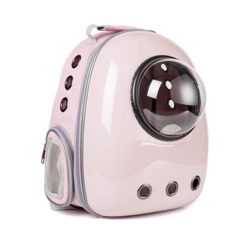 Breathable Pet Carrier Backpack for Dogs & Cats - Portable Transparent Travel Capsule with Ventilation - Ideal for Outdoor Hiking, Airplane Travel & Daily Commute (Pink)