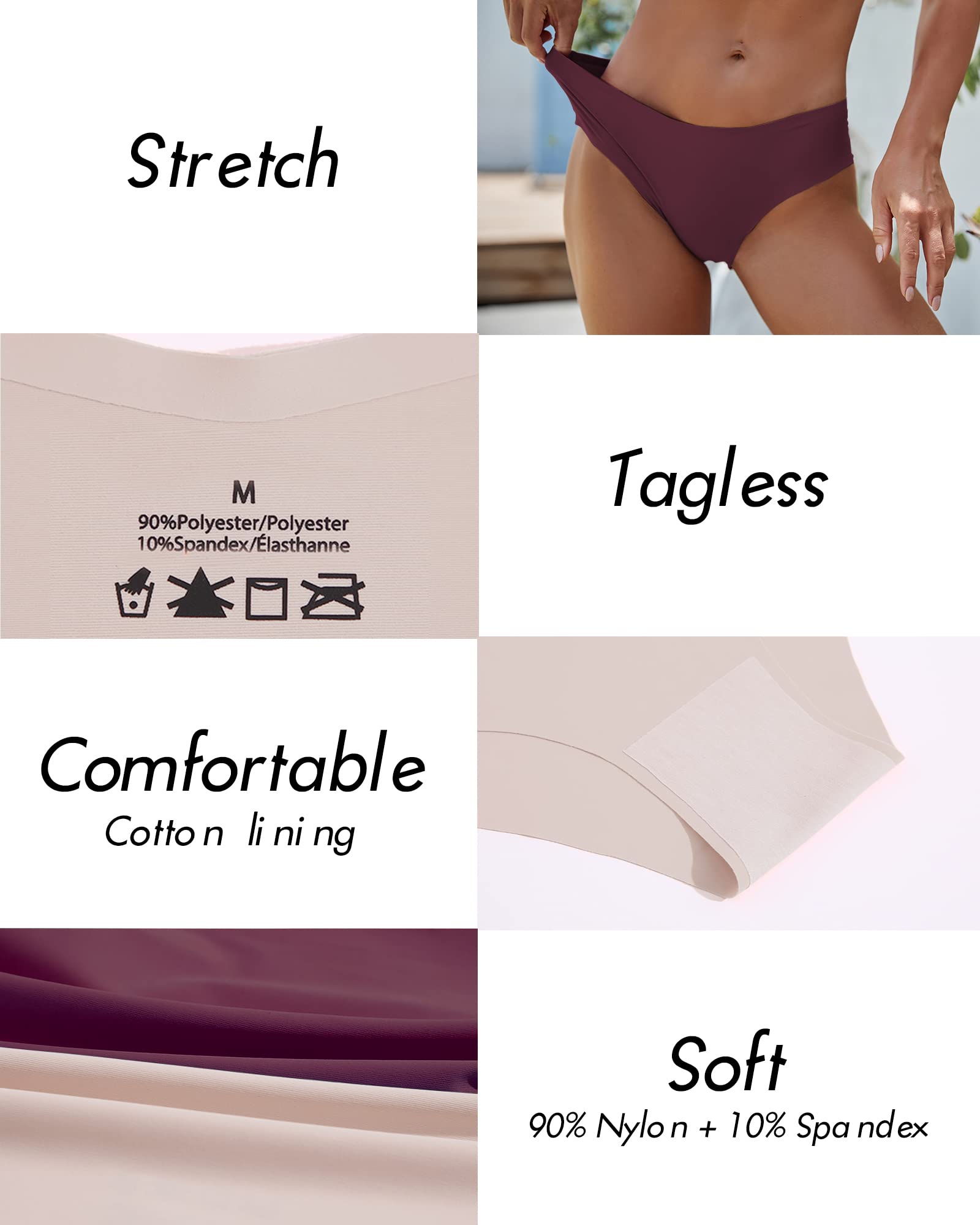 ROSYCORAL Women's Seamless Bikini Panties - Soft Stretch No Show Underwear, Invisible Briefs, Cheeky Hipster (9 Pack, XS-L) - Perfect for Yoga, Travel & Everyday Comfort