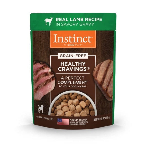 Instinct Healthy Cravings Real Lamb Recipe Grain-Free Wet Dog Food Pouch - High Protein Natural Meal for Adult Dogs - Perfect for Travel, Hiking & On-the-Go Feeding