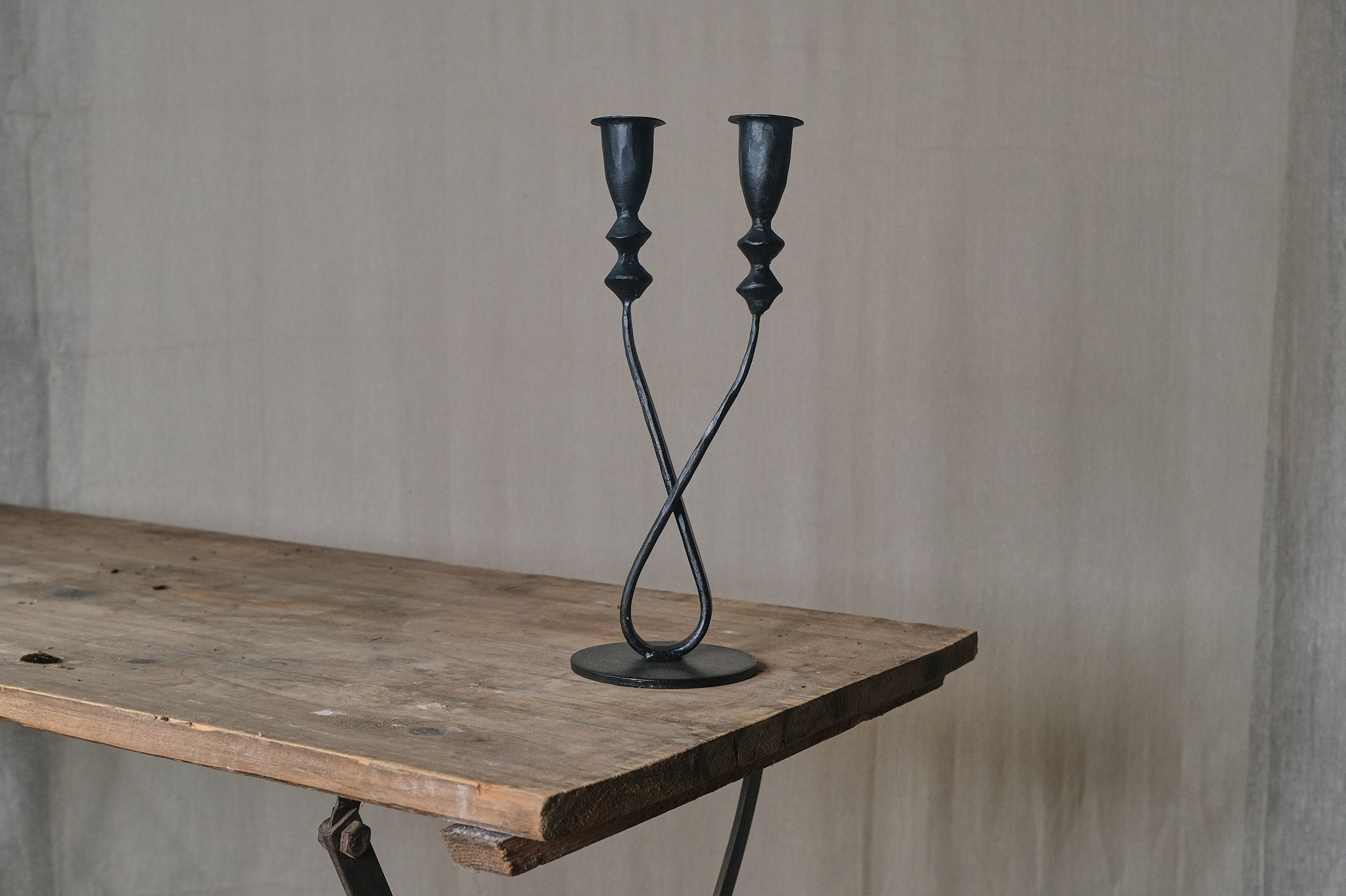 Vintage Iron Double Candlestick Holder - Elegant Rustic Home Decor for Dining Table, Fireplace Mantel & Wedding Centerpieces