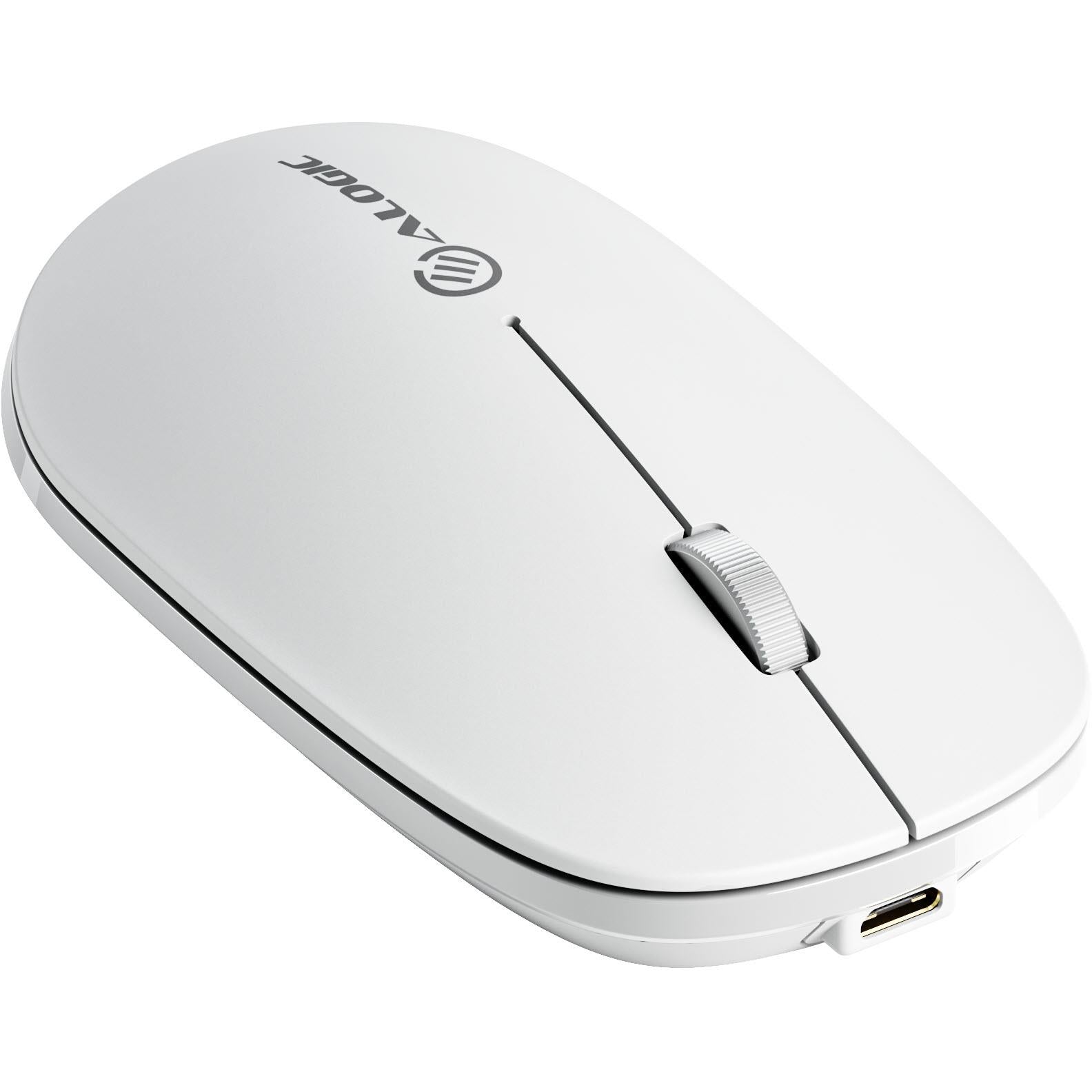 Alogic Echelon Bluetooth Wireless Mouse with USB-C Rechargeable, 4 Programmable Buttons, Ergonomic Design - White | Perfect for Office Work, Gaming & Travel Use