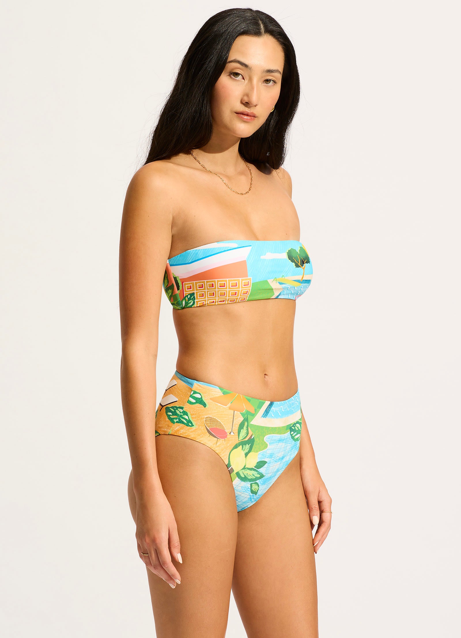 Turquoise Sunset Bandeau Bikini Top - Women's Swimwear for Beach, Pool & Summer Vacations
