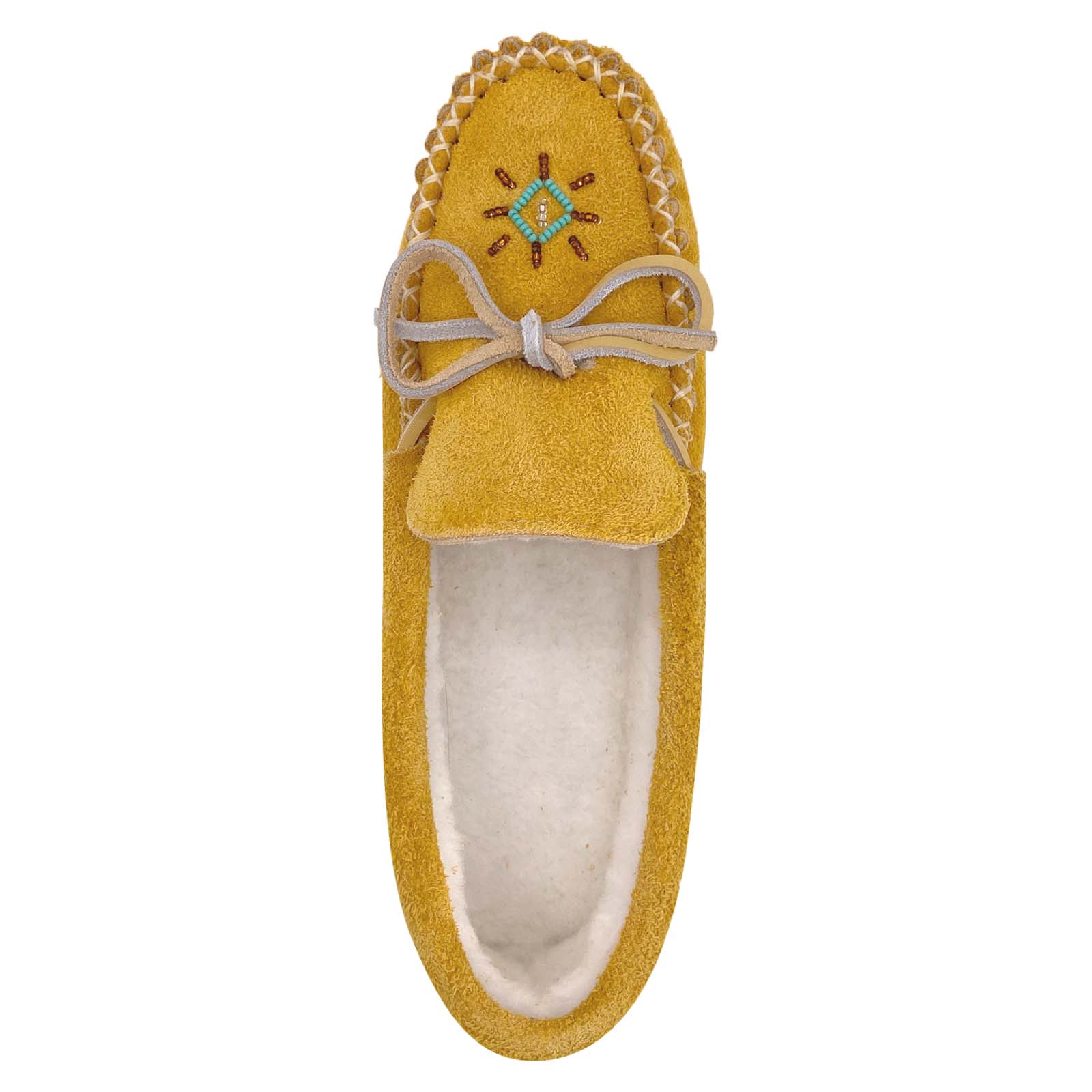 Women's Warm Fleece Lined Beaded Suede Moccasins - Soft Indoor/Outdoor House Shoes for Winter Comfort & Style