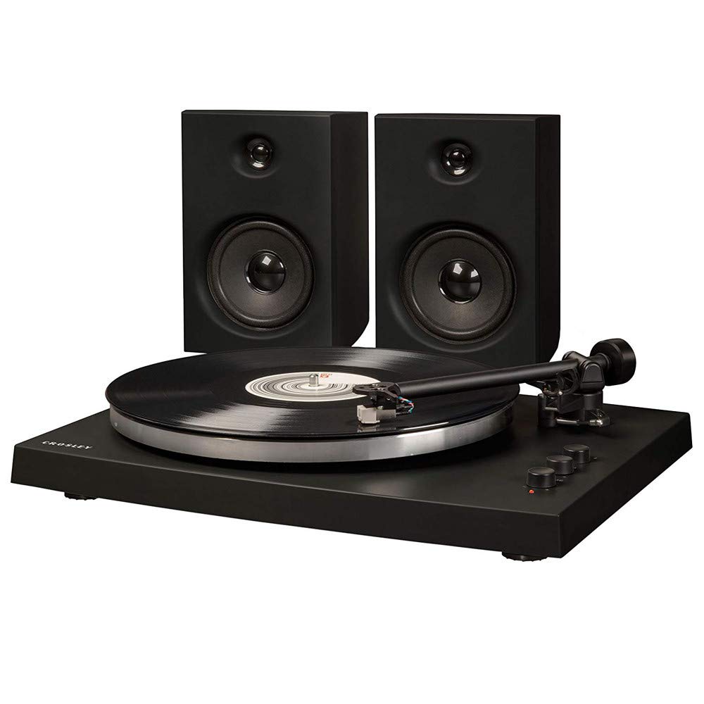 Crosley T150A-BK Modern 2-Speed Bluetooth Vinyl Record Player with Adjustable Counterweight Tonearm & Built-in Stereo Speakers - Black | Perfect for Home Entertainment & Vintage Music Lovers