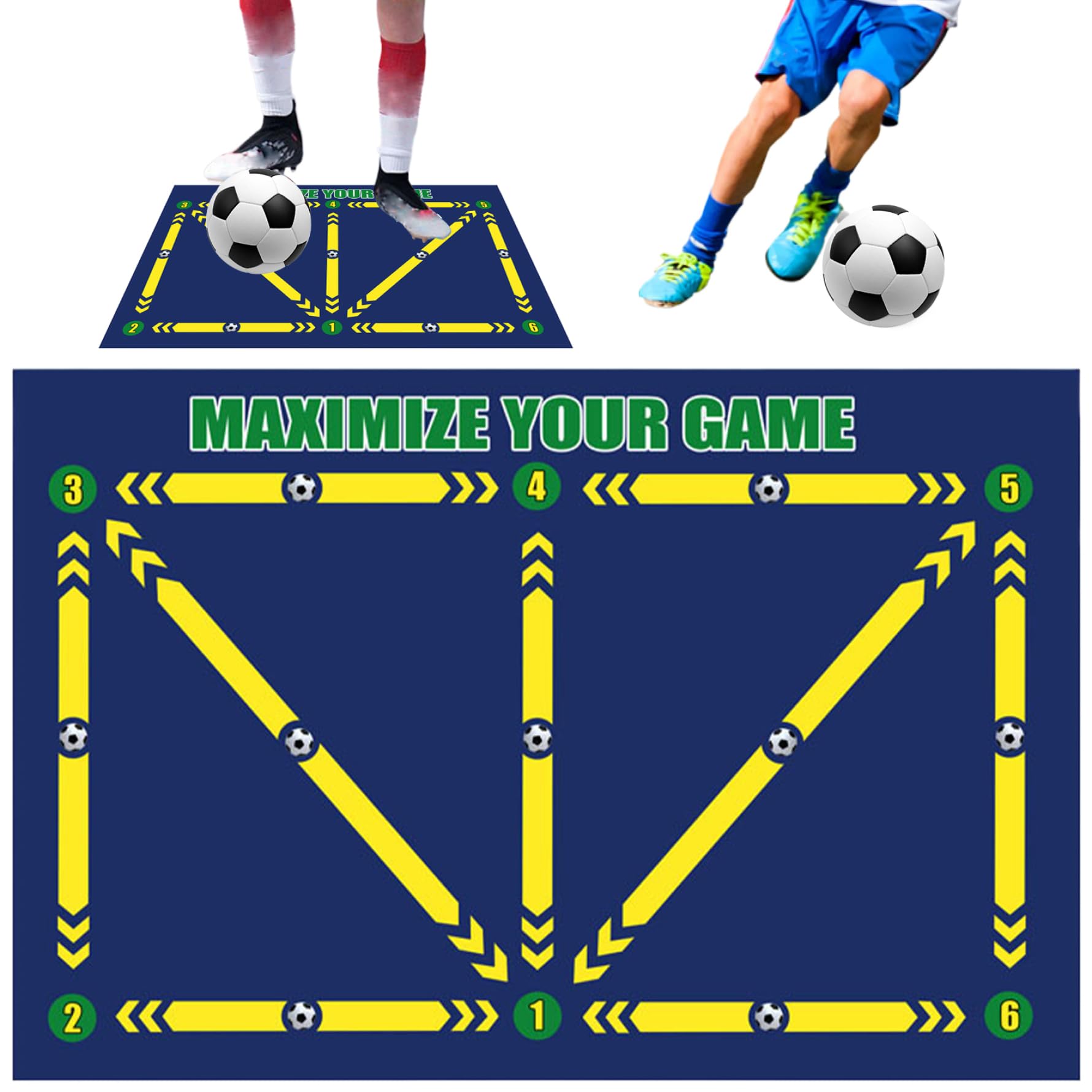 Non-Slip Soccer Training Mat 24x35 Inches - Football Practice Mat for Ball Control & Silent Drills - Durable Soccer Accessories for Indoor/Outdoor Use - Perfect for Backyard Training & Skill Development