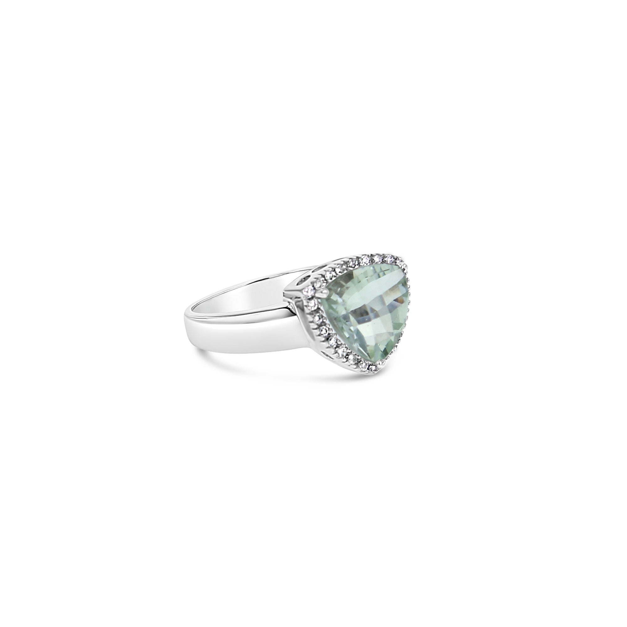 2.37ct Diamond & Green Amethyst Statement Ring in 14k White Gold - Elegant Jewelry for Weddings, Parties & Special Occasions
