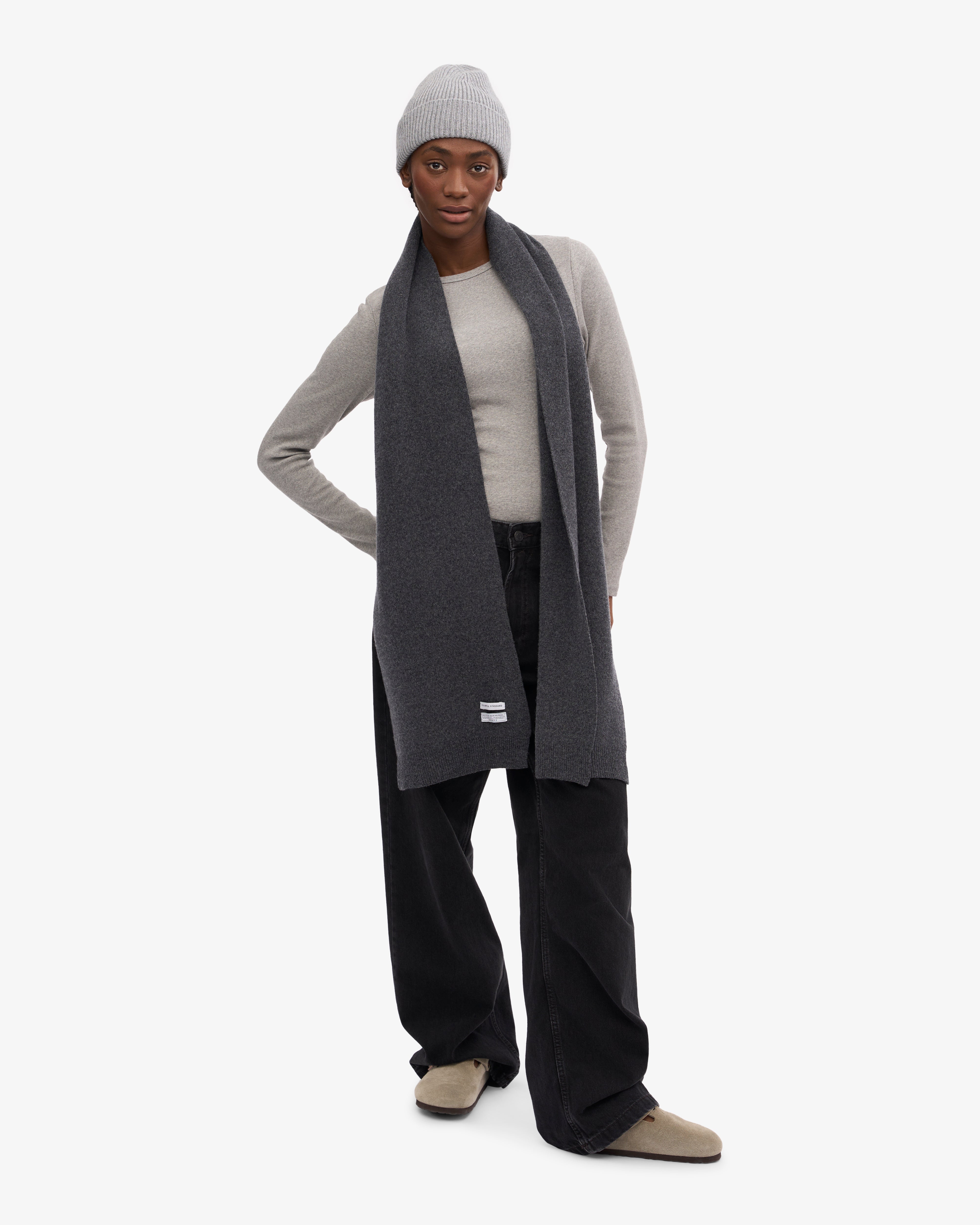 Premium Merino Wool Scarf for Men & Women - Soft Warm Winter Accessory in Lava Grey - Perfect for Cold Weather, Outdoor Activities & Fashion Statement