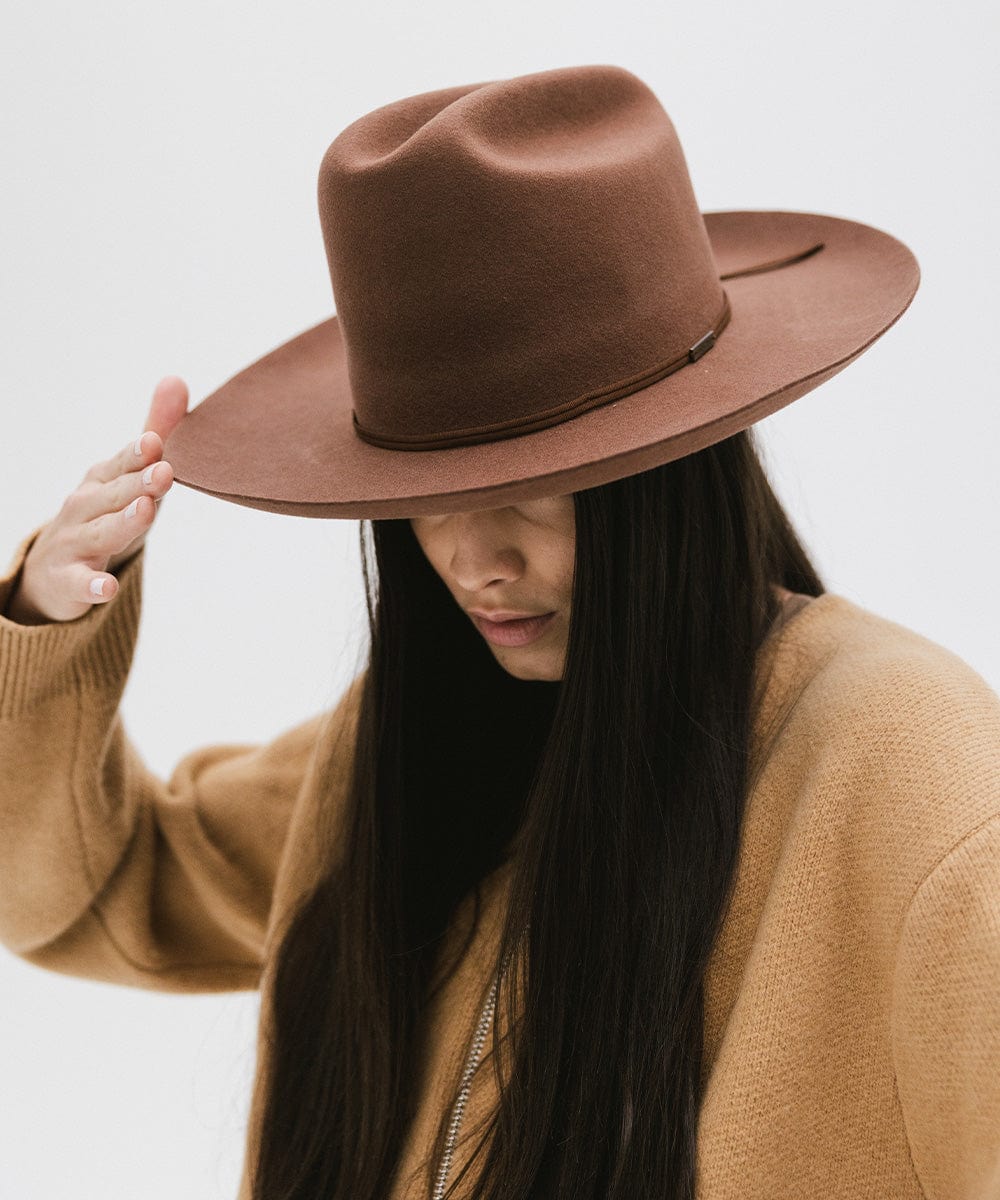 Ezra Western Cowboy Hat for Men & Women - Stylish Felt Cowboy Hat with Wide Brim - Perfect for Rodeo, Country Music Festivals & Outdoor Adventures