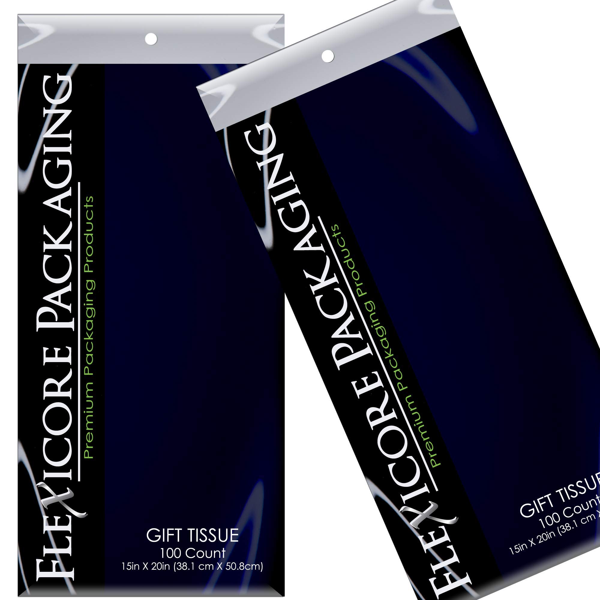 Flexicore Packaging® 50-Pack Natural Brown Kraft Paper Gift Bags with 100 Sheets Navy Blue Tissue Paper - Eco-Friendly Wedding, Birthday & Party Favor Packaging Supplies for Gifts, Favors & Retail Displays