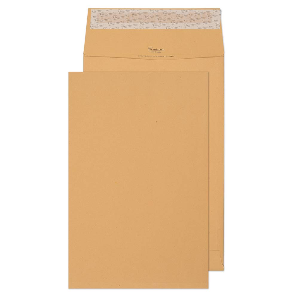 Premium Heavyweight Peel & Seal Gusset Envelopes 15x10 Inches (381x254mm) 140 GSM - Extra Strong Cream Manila Mailing Envelopes - Pack of 100 for Business Documents, Legal Mail & Secure Shipping