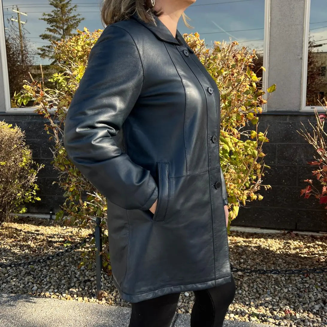 BOL Women's Button Up Leather Jacket - Stylish Faux Leather Moto Jacket for Women, Casual & Office Wear, Perfect for Fall & Winter Fashion
