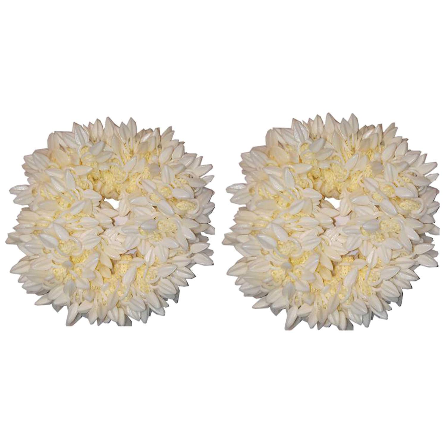 Maahal™ Mogra & Rubber Band Gajra Hair Accessories - White Floral Hair Jewelry (Pack of 2, 15g) for Weddings, Indian Festivals & Bridal Hairstyles