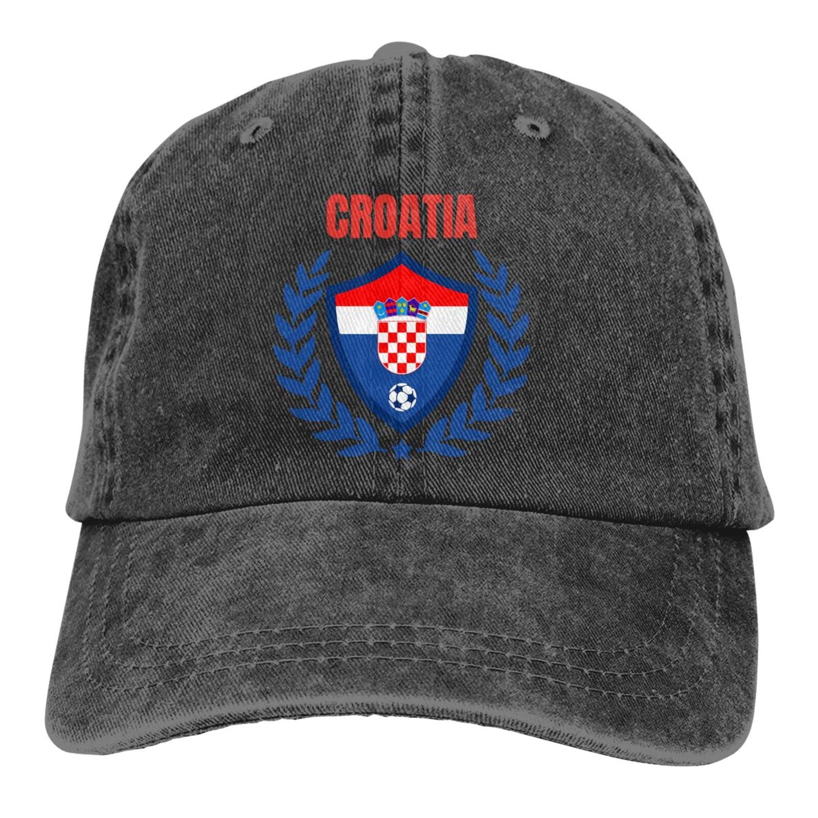 Unisex Vintage Croatia Soccer Classic Cowboy Baseball Cap - Adjustable Black Fashion Hat for Men & Women | Perfect for Soccer Games, Outdoor Sports & Casual Wear