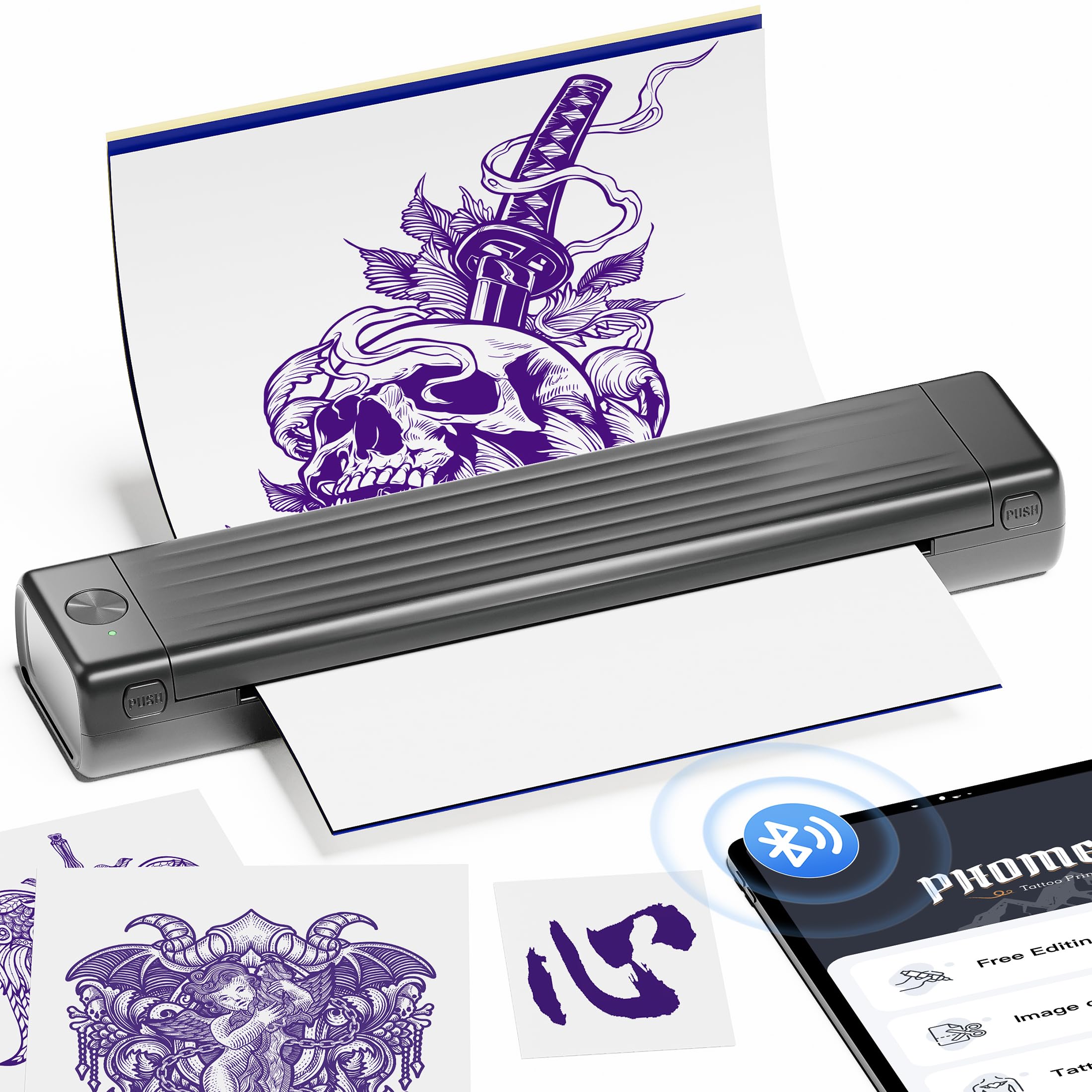 Itari A886 Wireless Tattoo Stencil Printer Kit with Bluetooth - Includes 10 Transfer Papers, Ideal for Beginners & Professional Tattoo Artists - Perfect for Permanent & Temporary Tattoo Designs at Home or Studio