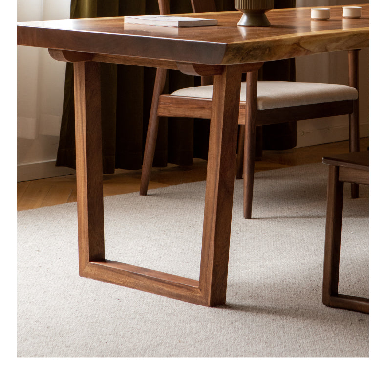 Premium Black Walnut Solid Wood Dining Table with Natural Edge - Large Top for Kitchen, Dining Room & Home Decor