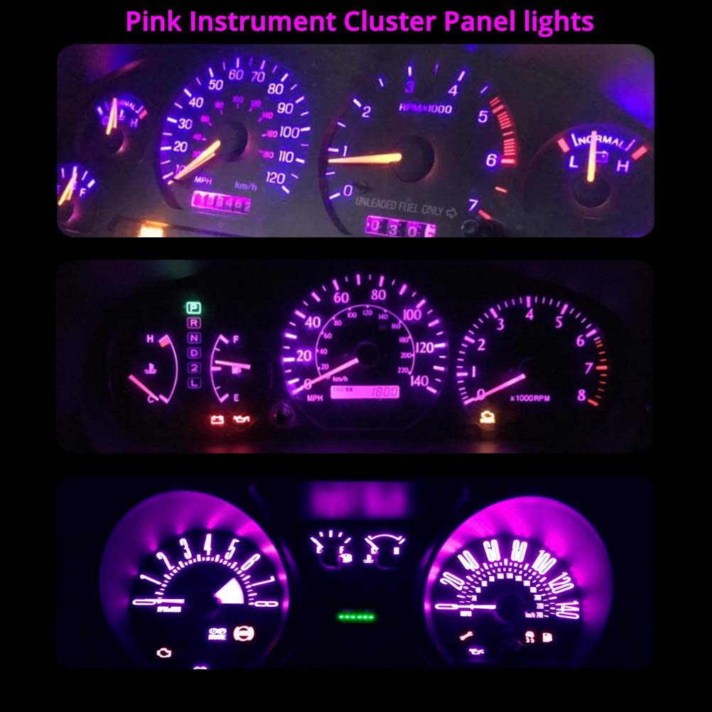 WLJH Pink Purple T10 LED 194 Dash Light Bulbs - Twist Lock Socket for Instrument Cluster Panel Gauge (PC168 PC194 PC195) - Pack of 20 - Perfect for Car Interior Lighting & Dashboard Customization