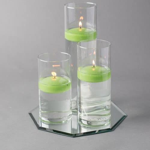 Eastland Octagon Mirror and Cylinder Vases Set with Richland Floating Candles - 48 Piece Centerpiece Decor (10