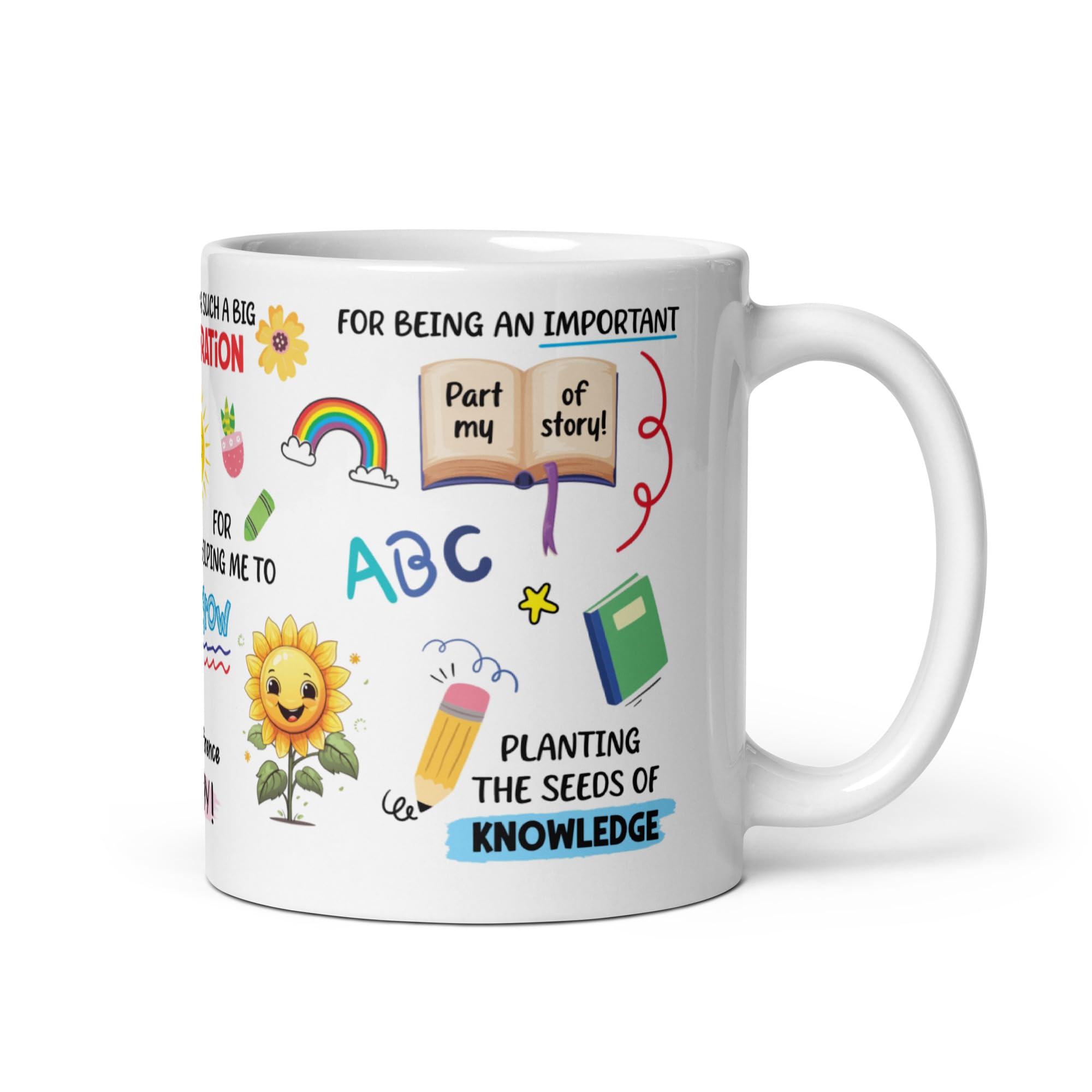 Personalized Teacher Mug - Custom Name Coffee Cup - 11oz Ceramic Tea Cup Gift for Educators - Best Thank You Present for Teachers (Ma'am/Sir) - Perfect for Classroom, Office or Retirement Celebration - 325ml