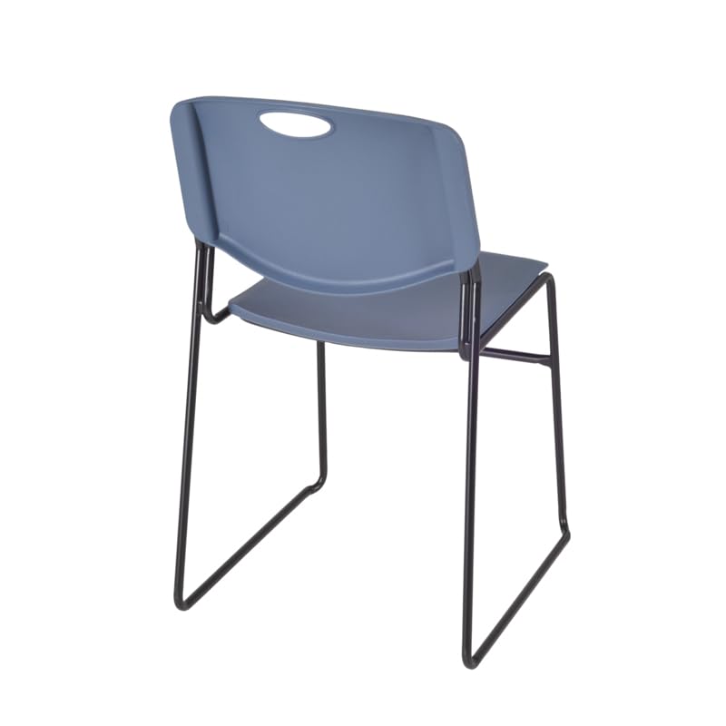 Regency 30-Inch Square Breakroom Table with 4 Zeng Stack Chairs - Grey Table & Blue Chairs for Office, Conference Room, or Home Workspace