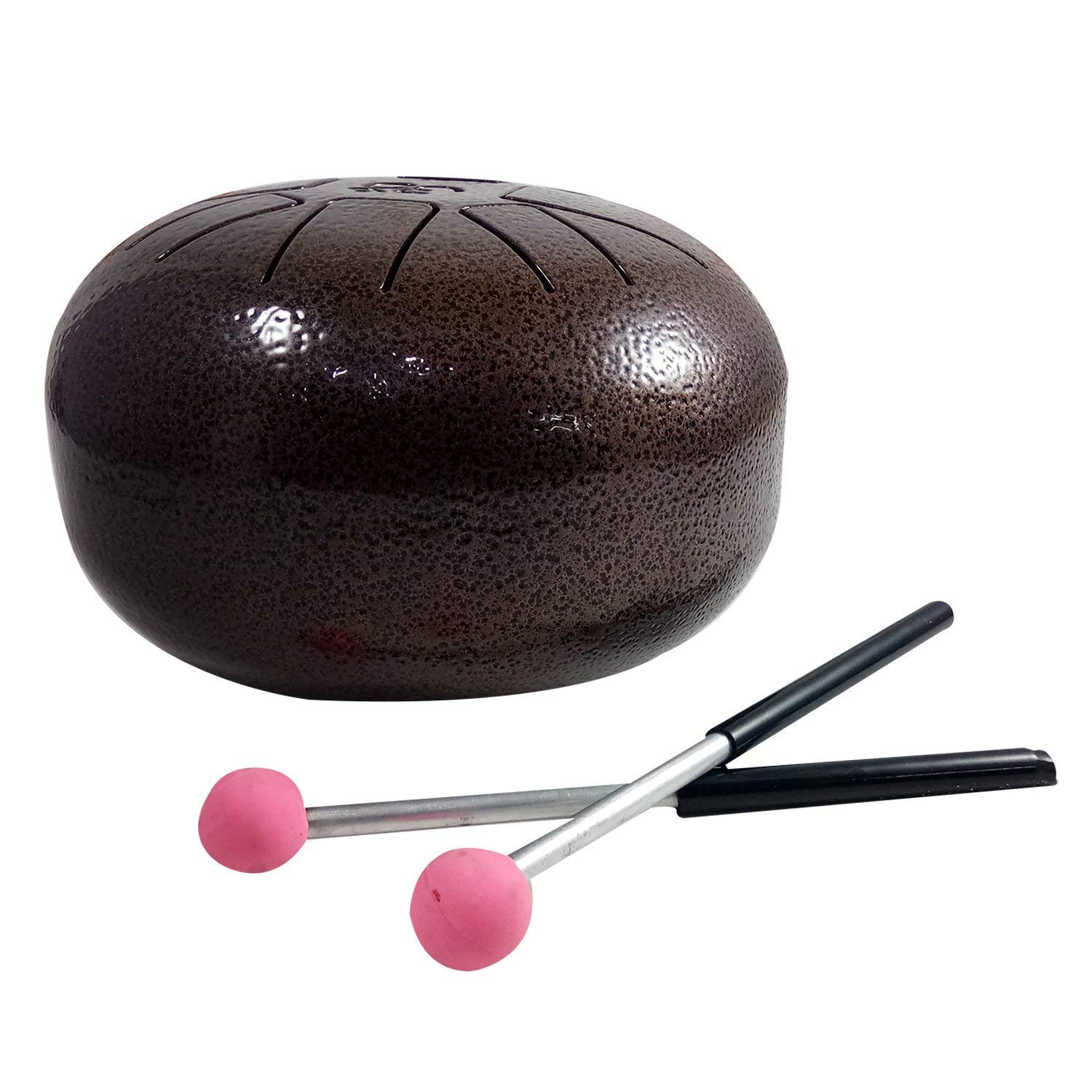 OM Tongue Drum 7 Inch - Premium Steel Handpan Drum with Bag & Mallets - Gold Percussion Instrument for Meditation, Yoga & Music Therapy