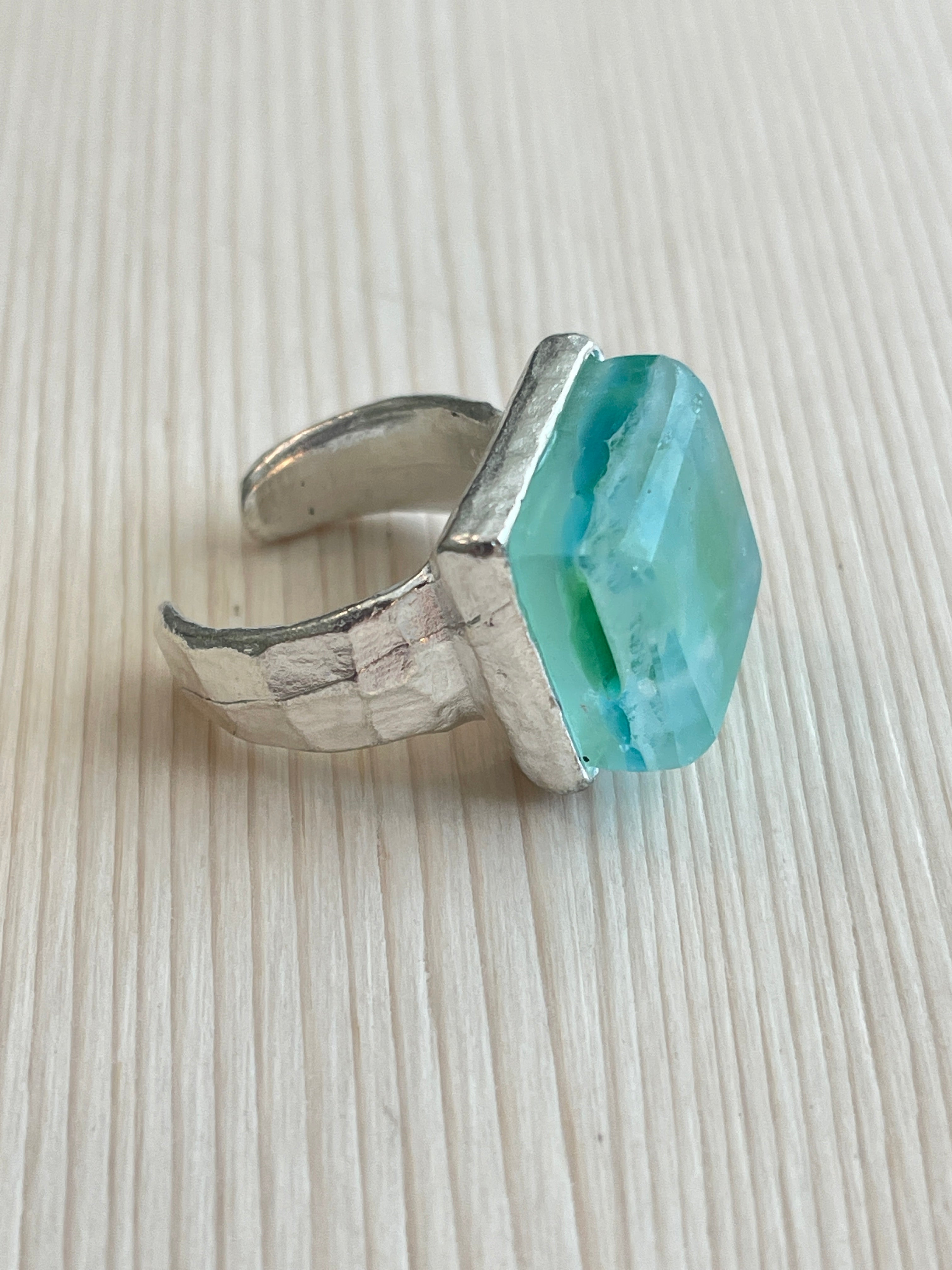 Elegant Silver Confetti Glass Ring for Women - Perfect for Weddings, Parties & Special Occasions