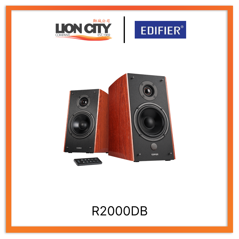 Edifier R2000DB 120W Bluetooth Bookshelf Speakers - Premium Brown Wooden Finish for Home Audio, Gaming & Music Streaming