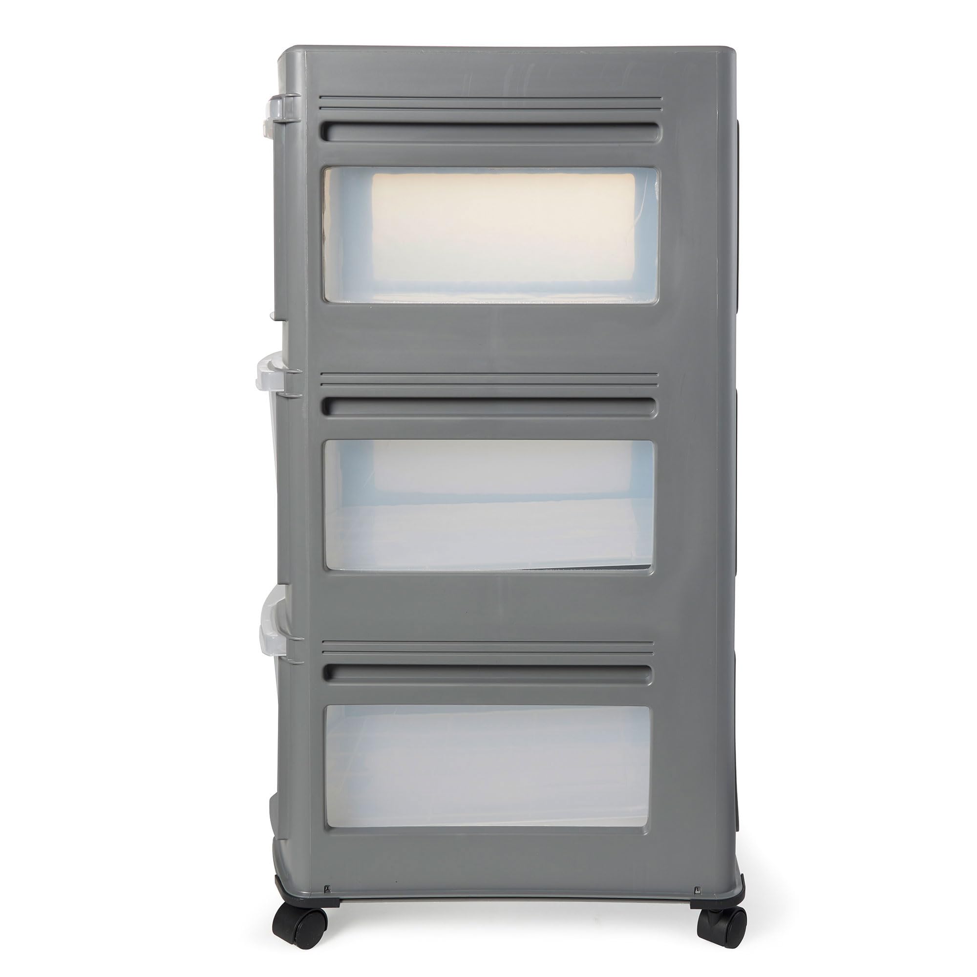3-Tier Plastic Storage Organizer with Drawers - Gray (3 Pack) - Perfect for Bedroom, Bathroom, and Office Organization