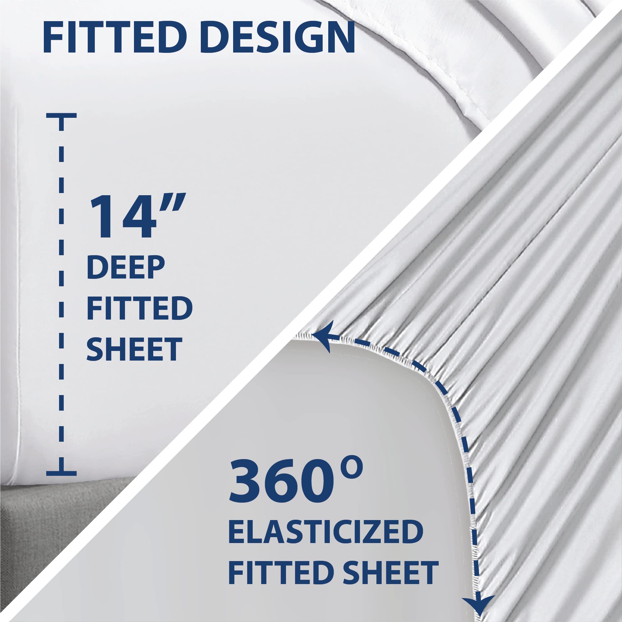 Swift Home Smart Sheets - Ultra Soft Brushed Microfiber 4-Piece Bed Sheet Set with Side Storage Pockets, King Size, White | Perfect for Smart Home, Guest Room & Dormitory Bedding