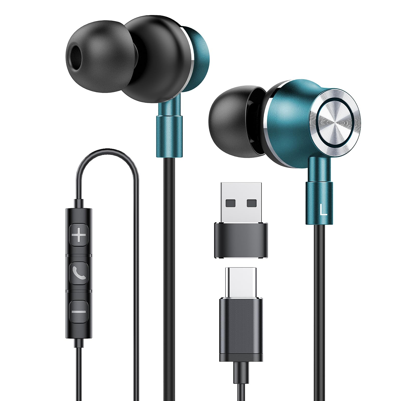 High-Quality USB C Wired Earbuds with Microphone - Noise Isolating Magnetic In-Ear Headphones for iPhone 15 Pro Max/Plus, iPad Pro, Samsung Galaxy S24 Ultra, MacBook, PC & Laptop - Perfect for Work, Gaming & Travel