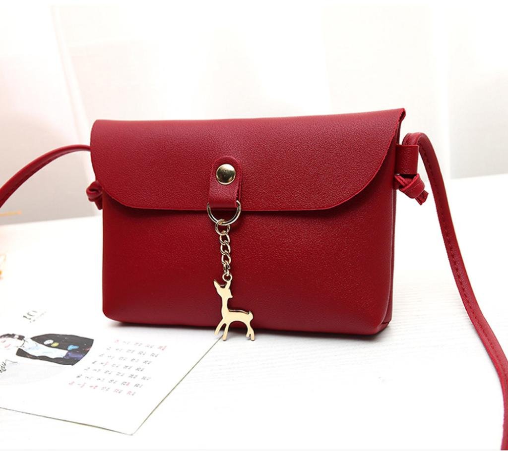 Vintage Deer Pendant Leather Crossbody Bag for Women - Stylish Shoulder Bag & Messenger Purse with Adjustable Strap (Red) | Perfect for Daily Use, Work, Travel & Casual Outings