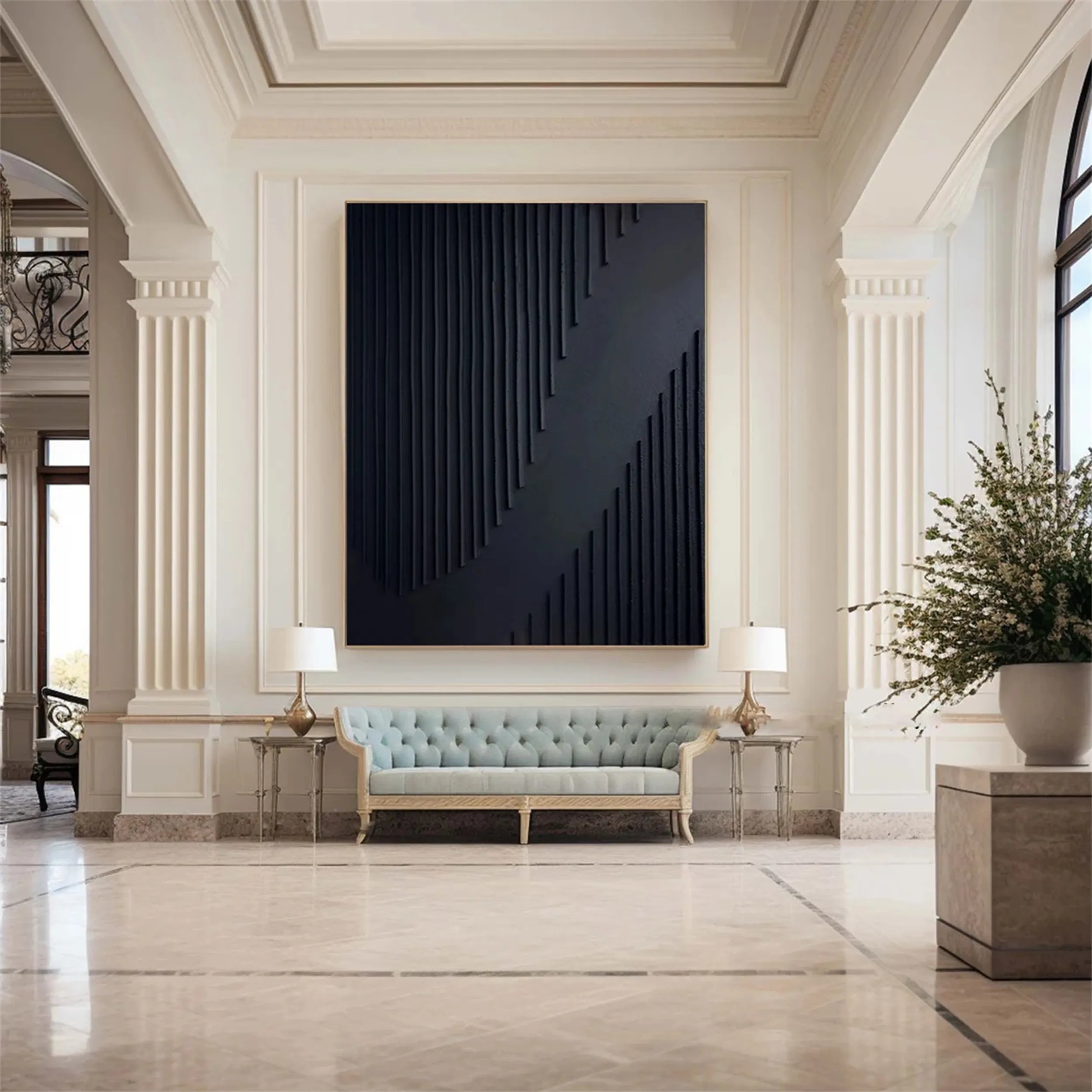 Black Minimalist Textured Painting Canvas Wall Art - Modern Abstract Home Decor for Living Room, Bedroom & Office - Premium Quality #MZ081