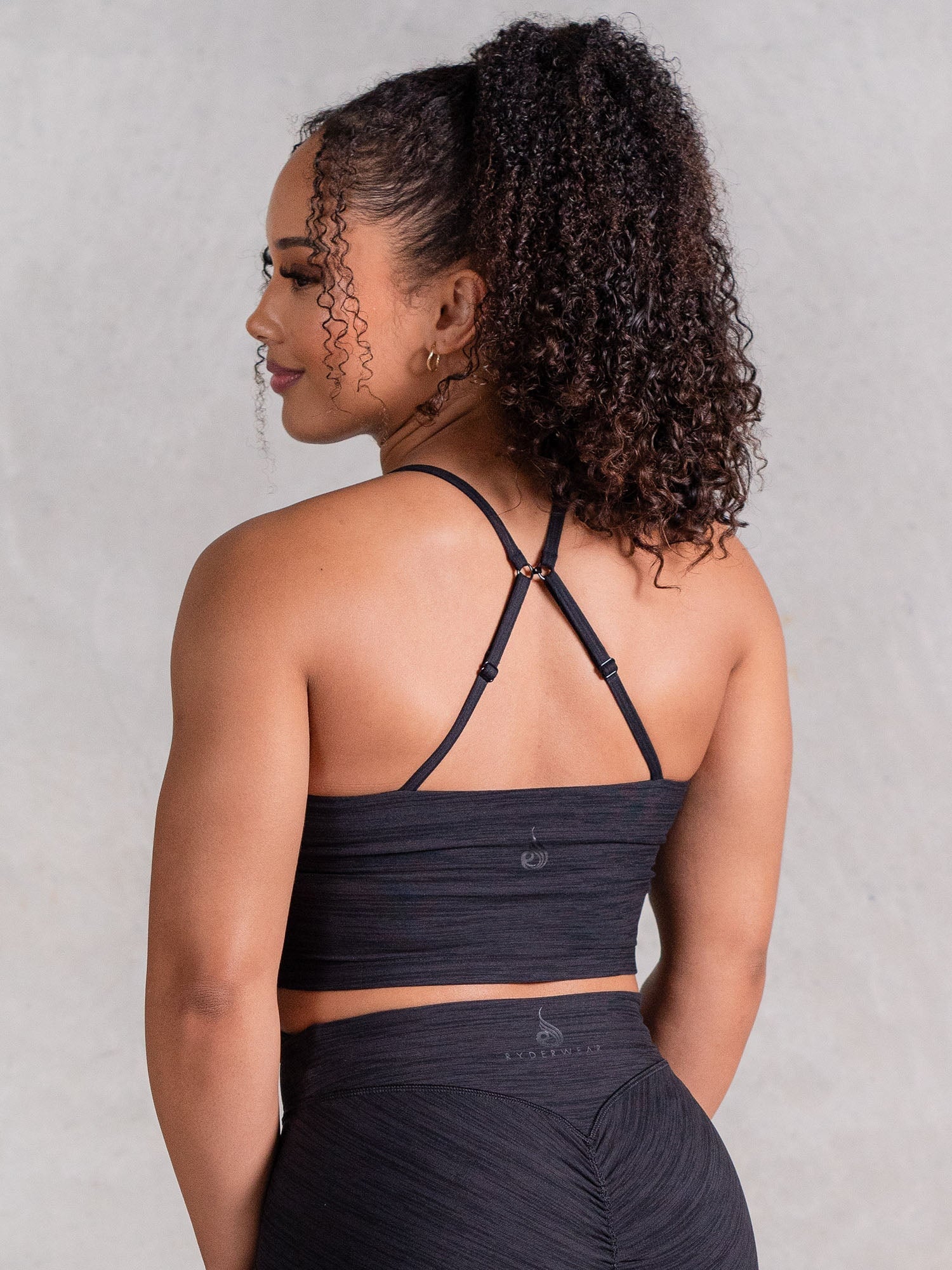 Icon Tank Bra for Women - Black Marl Sports Bra, Comfortable & Breathable Workout Top for Yoga, Gym, Running & Fitness