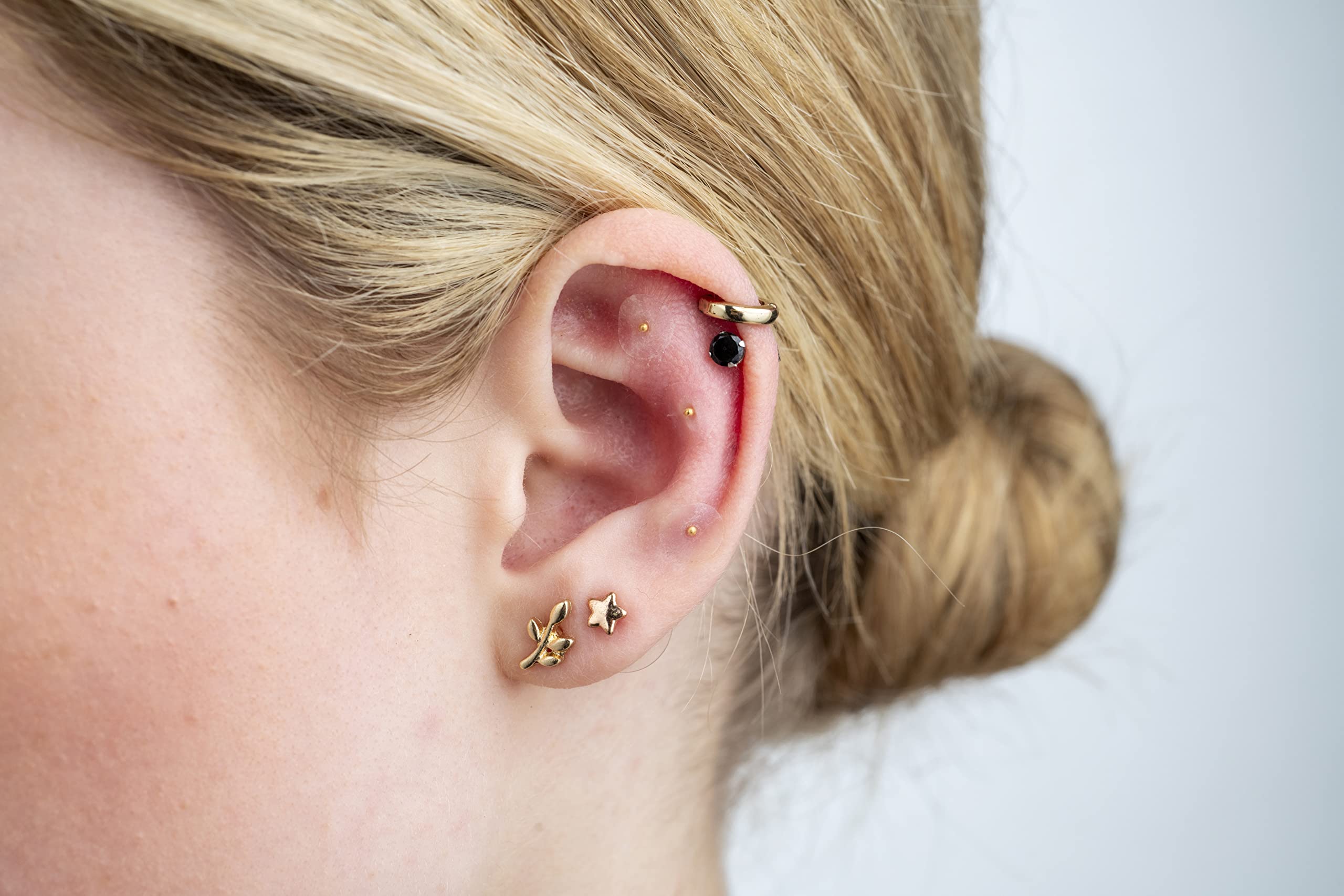 Tiny Gold Ear Seeds with Placement Chart - Natural Acupressure & Acupuncture for Migraine Relief, Self Care & Holistic Therapy | Perfect for Stress Relief, Pain Management & Wellness at Home