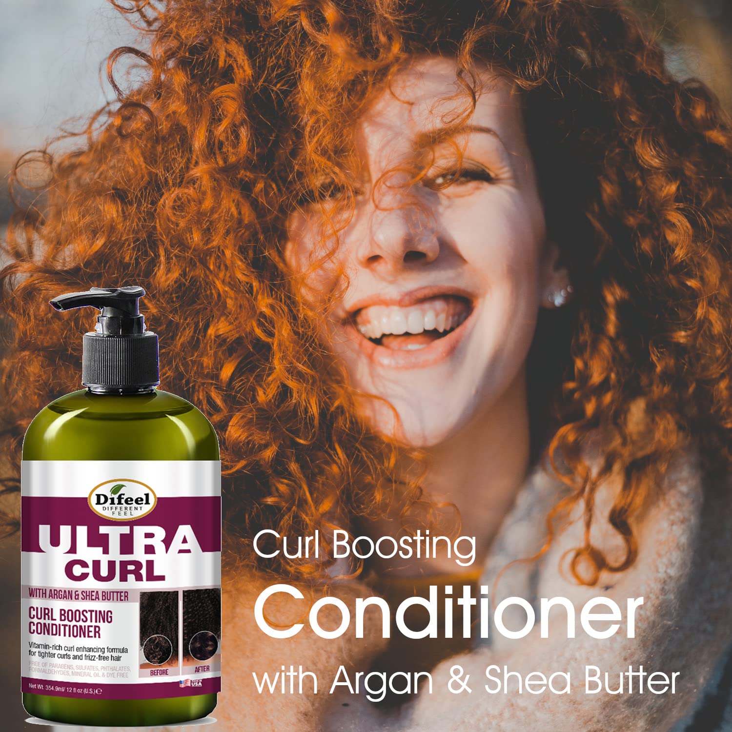 Difeel Ultra Curl Hair Care Set - Moisturizing Shampoo (12 oz), Deep Conditioner (12 oz), Hair Mask (12 oz) & Argan Oil (8 oz) for Curly Hair - Perfect for Dry, Frizzy & Damaged Hair Care Routine